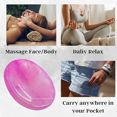 Vista 413 de Cristales de piedra de preocupación de cuarzo rosa y piedras curativas, piedras de preocupación para regalos de alivio del estrés, cristal de piedra