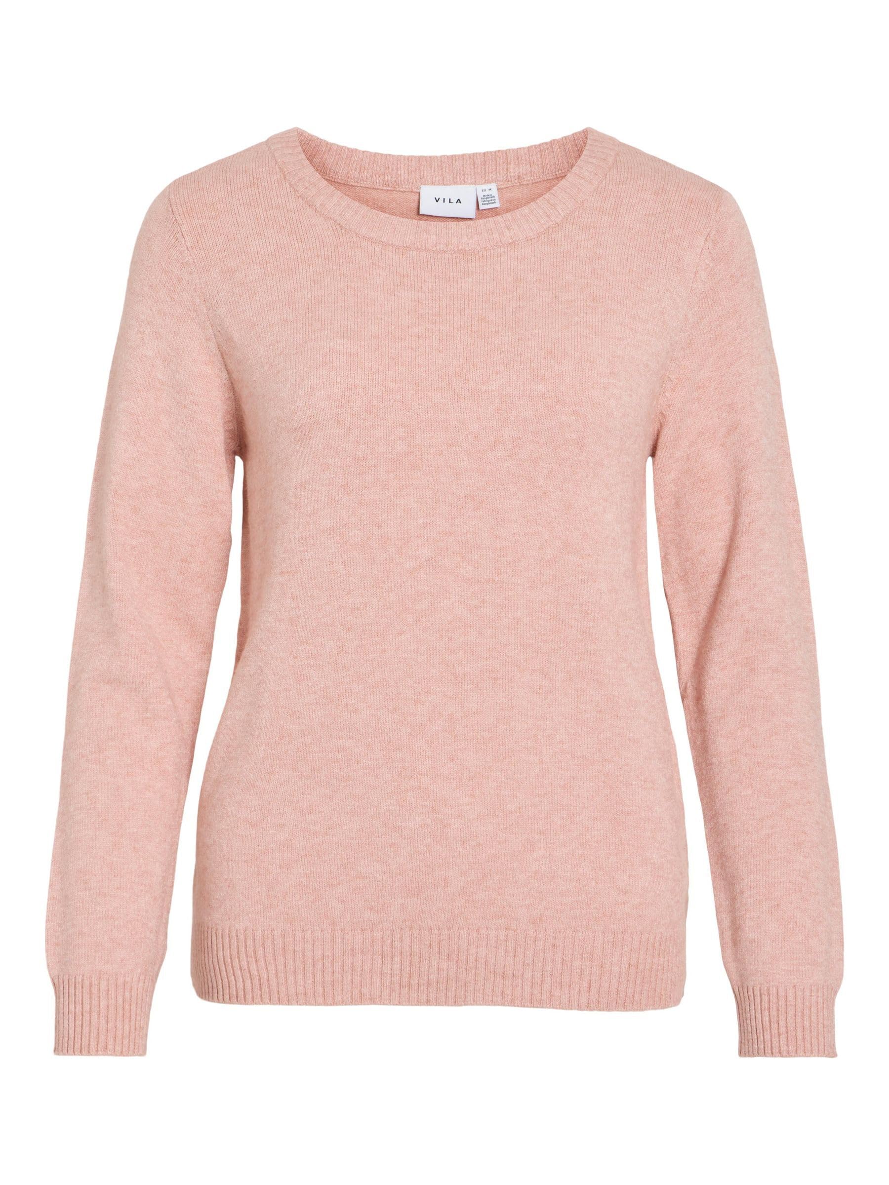 Vila Female Knitted Jumper VIRIL Crew Neck, Misty Rose/Detail: Melange, L