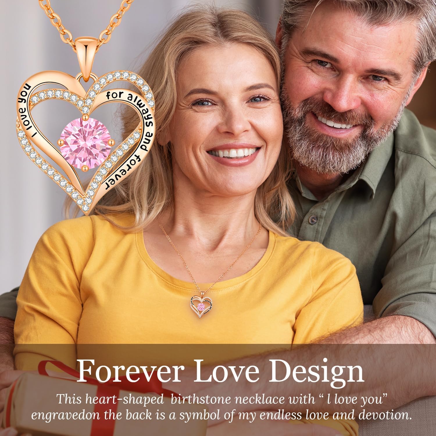 CDE Valentine's Day Gift Forever Love Heart Necklaces for Women, Wedding Anniversary, Birthday Mothers Christmas Day Gifts for Mom, Mother, Wife, S925 Silver Jewelry with Birthstone Pendant - Image 4