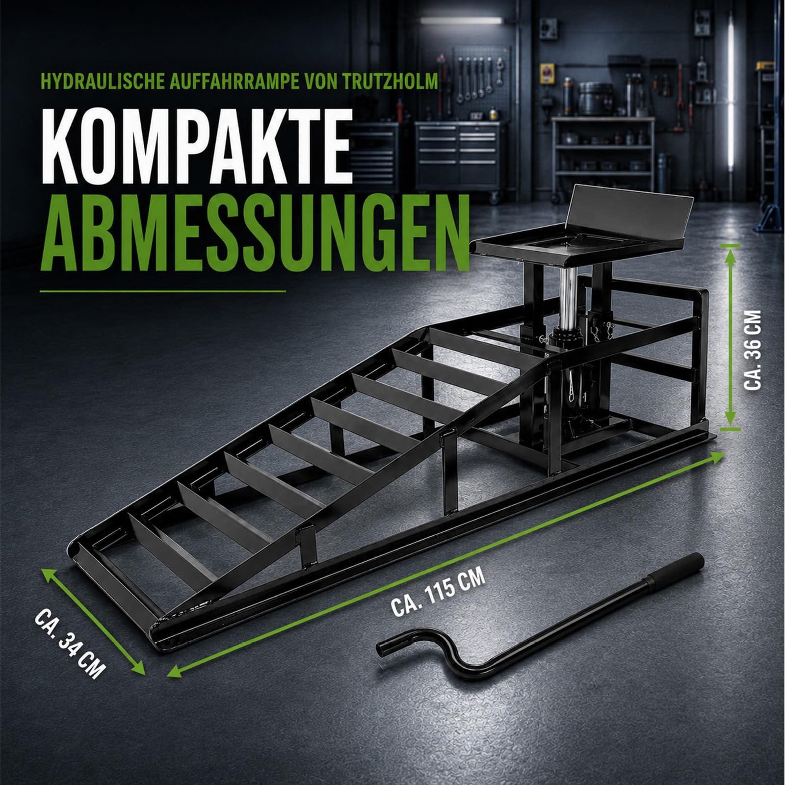 TRUTZHOLM hydraulischer Auffahrbock Auffahrrampe Pkw KfZ Verladerampen Wagenheber höhenverstellbar (2 Stück)