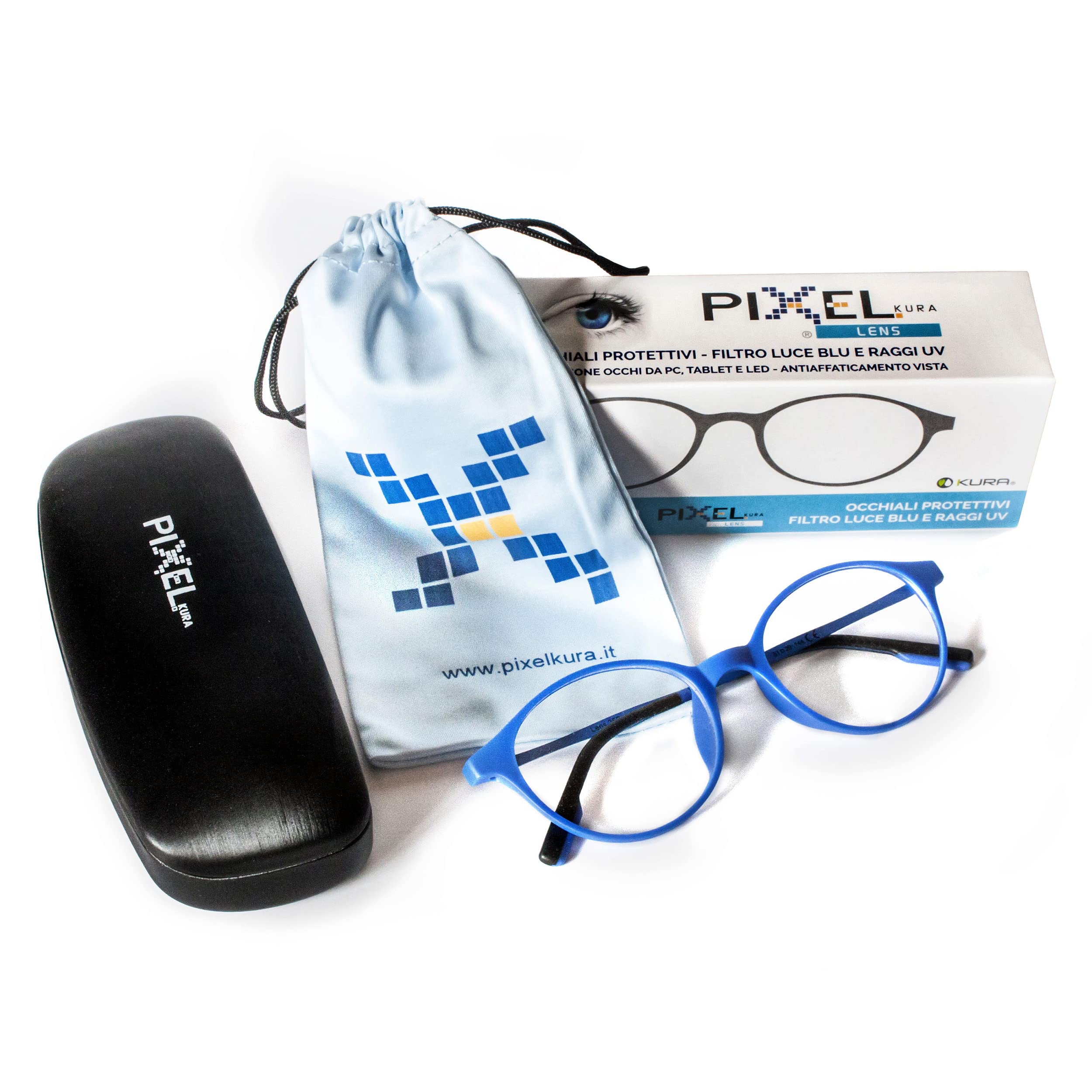 PIXEL LENS VOGUE OCCHIALI PC,TABLET, SMARTPHONE, GAMING. CONTRO STANCHEZZA OCCHI, MASSIMO COMFORT VISIVO, MONTATURA ULTRA LEGGERA ACCIAIO-TR90, CERTIFICATI LUCE BLU -41% E UV -100%, TEST UNIV. TORINO
