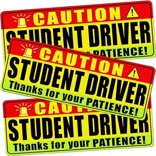 Sukh 3 Pcs student driver Car Magnet - New driver magnet for Car Funny Be Patient yellow Red Green Safety Warning Rookie Driver Car Bumper Magnets Sign