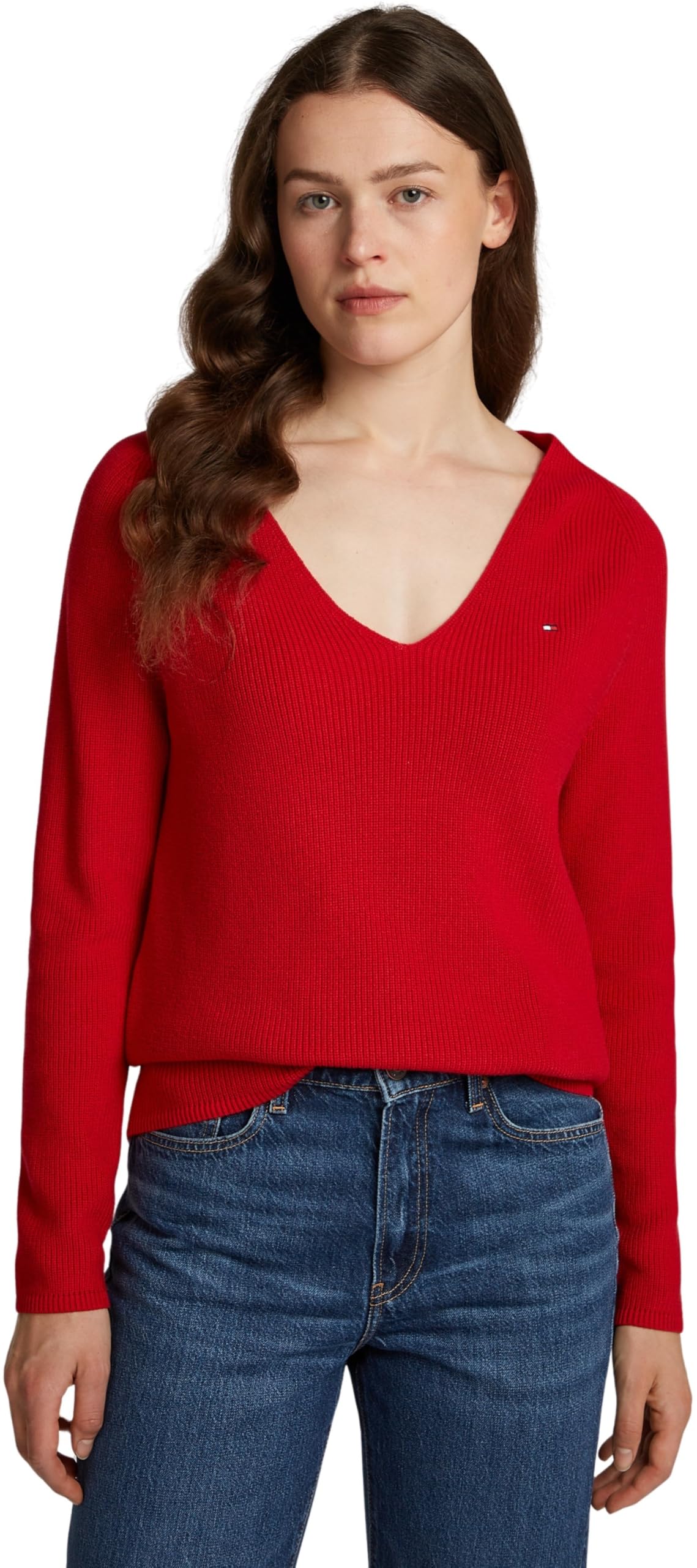 Tommy Hilfiger Damen Co Cardi Stitch V-nk Ls Ww0ww44452 Pullover (1er Pack)