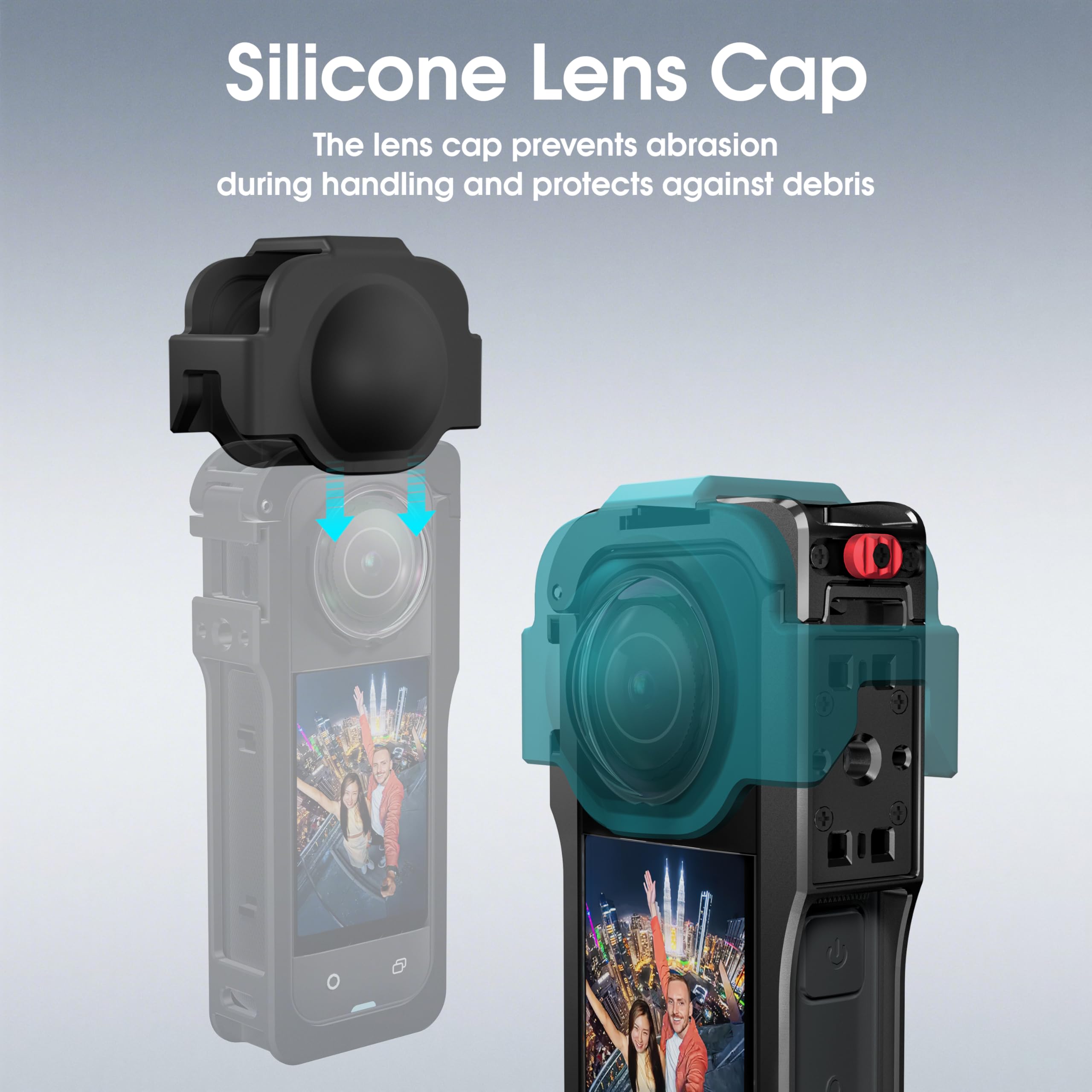 Marco de utilidad para Insta360 X5, carcasa metálica para accesorios Insta 360 X5, jaula protectora con tapa de lente de silicona, agujeros roscados de 1/4" y zapatos fríos, diseño de liberación