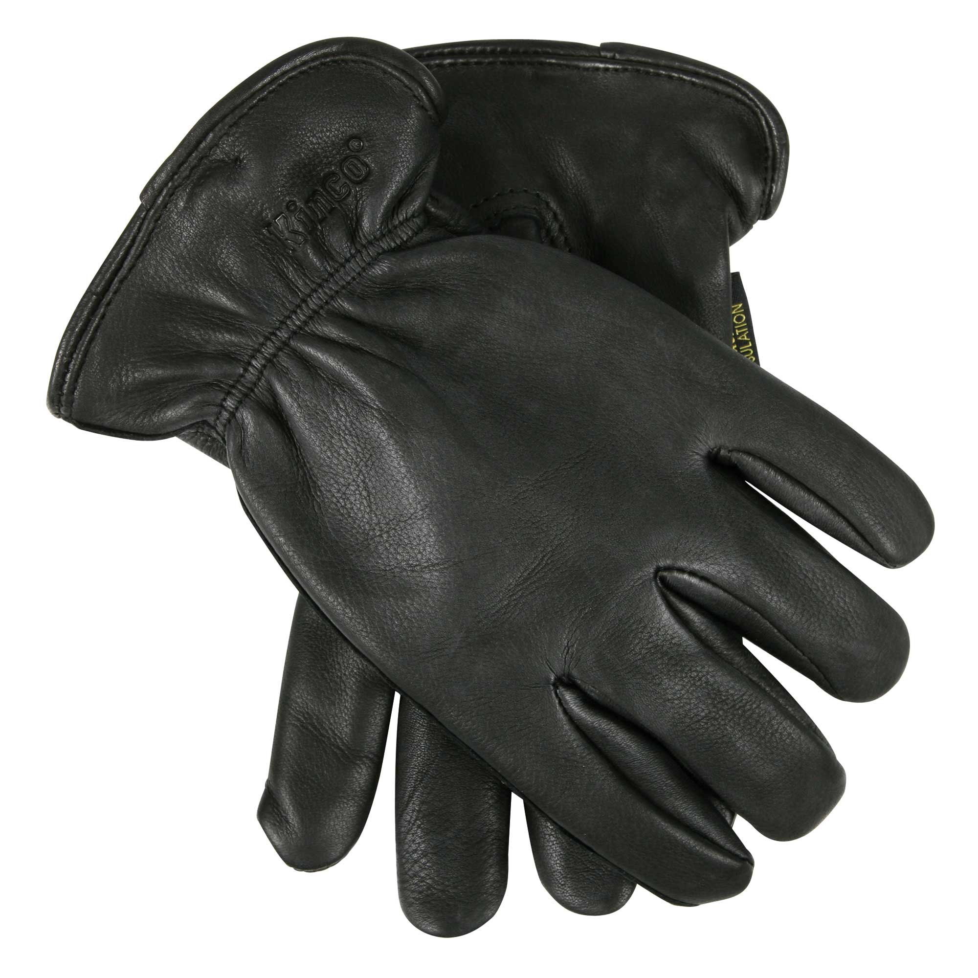 Kinco 90HKN-L, Thermal Lined Grain Deerskin Leather Work Glove for Men (BLACK, Large)