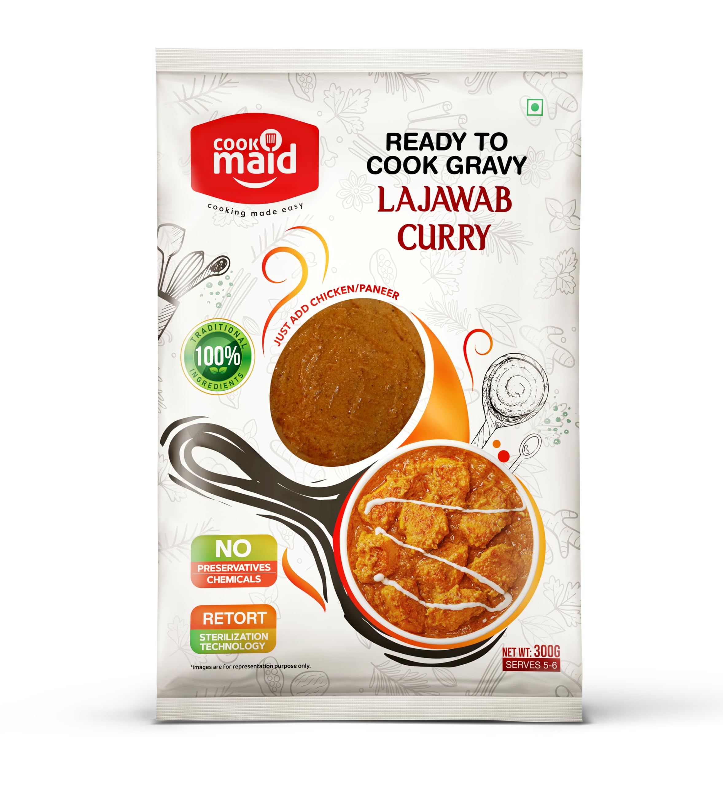COOKMAID | Lajawab Gravy | Ready To Cook | No Preservatives | Vegetarian | Ready Chicken Masala | Ready Paneer Masala Gravy | Instant | Easy Cooking | 300g-picture-30