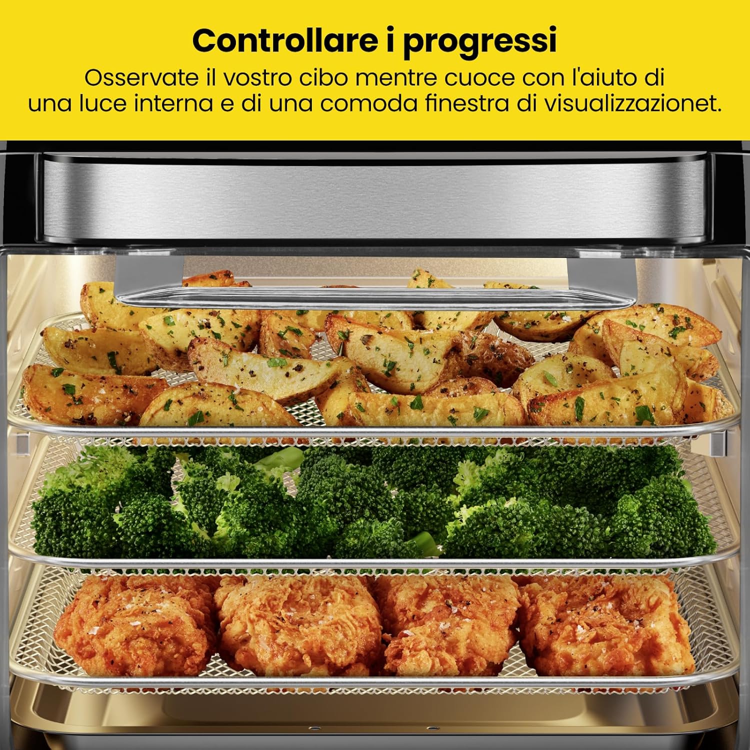 Chefman Rotisserie Air Fryer Dehydrator cooking a whole chicken