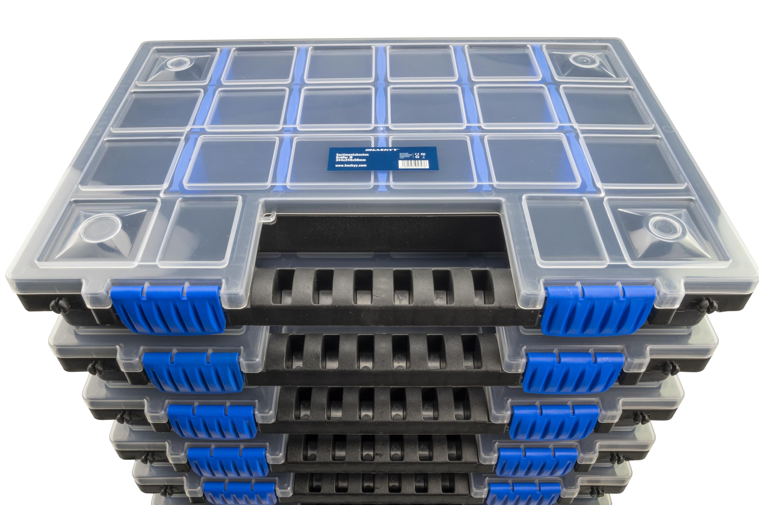HASKYY Cassetta di assortimento, 10 organizer XL, divisa e impilabile, 345 x 249 x 50 mm