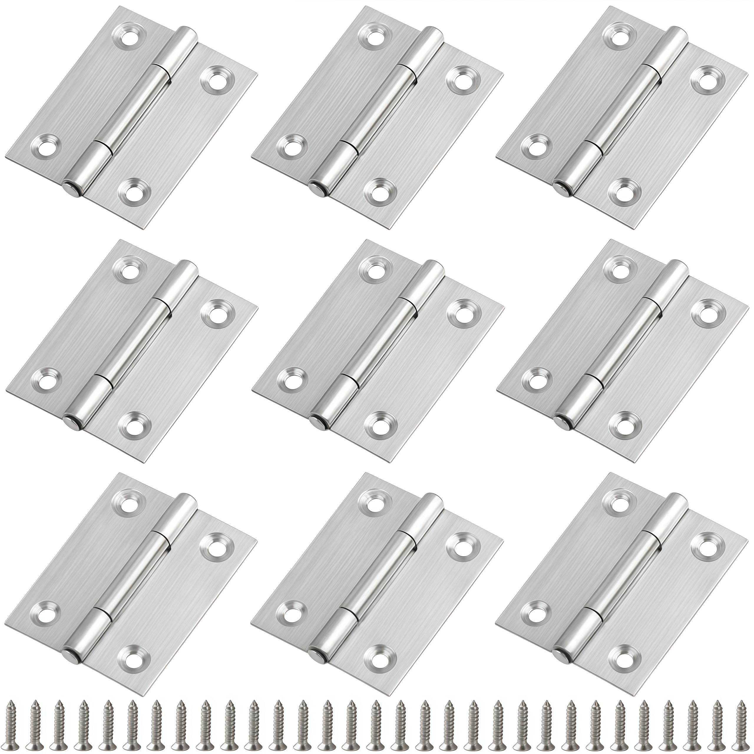 Vbnexyr Regular 9 Pack Stainless Steel Cabinet Folding Hinges For Wooden Doors And Small Cabinets Smooth Opening And Closing Suitable For Jewelry Wooden Items And Chests 304 Stainless Steel Standard 2 Inch Model