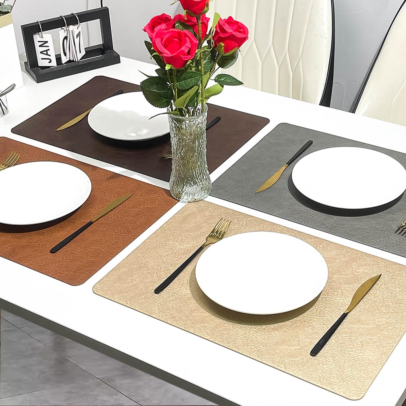 Décoration de Table, Sets de Table, Lot de 4 Sets de Table de Cuisine, en Similicuir résistant à la Chaleur, antidérapant et imperméable