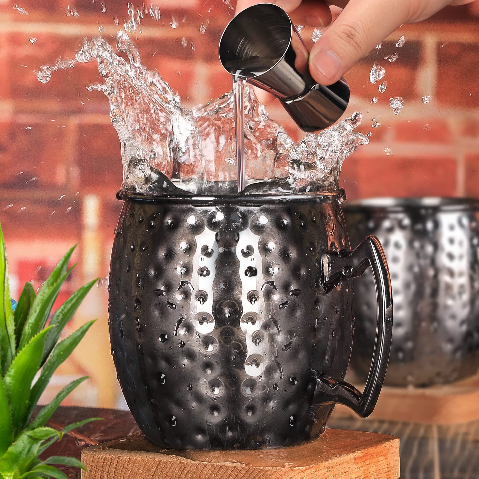 Moscow Mule Lot de 8 tasses à cocktail en acier inoxydable plaqué bronze noir 530 ml