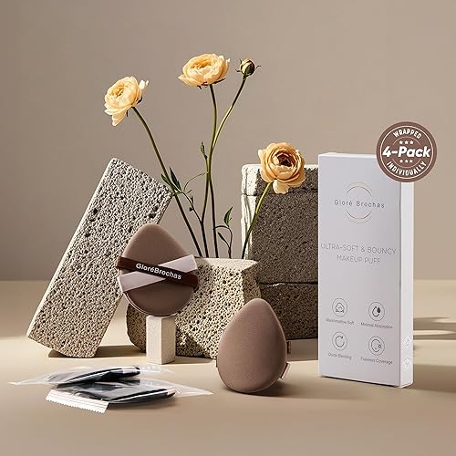 Miniatura 8 de Esponja de maquillaje, 4 unidades de licuadora de belleza microporosa, sin látex, esponja de maquillaje de baja absorción de 3.2 pulgadas, esponja