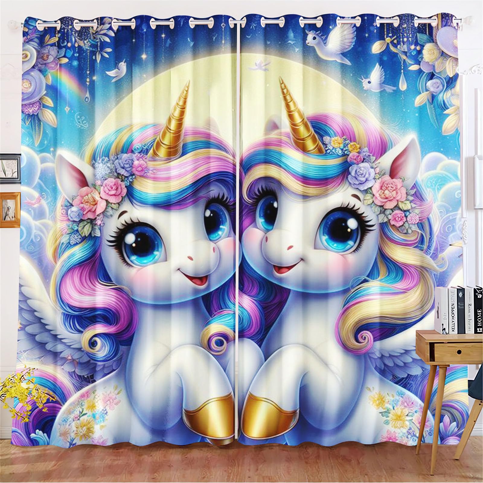 Tende oscuranti a forma di unicorno 75x166 cm per camera da letto bambini