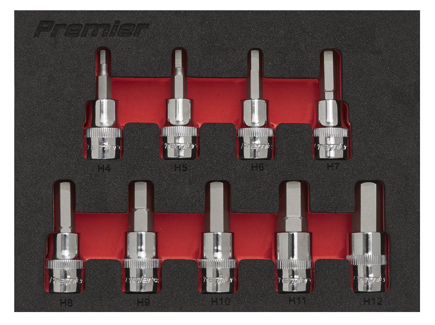 Sealey AK6240 9PC 3/8"Sq Drive Hex Key Socket Bit Set - Metric, 5mm|6mm|7mm|8mm|9mm|10mm|11mm|12mm|4mm - Image 3