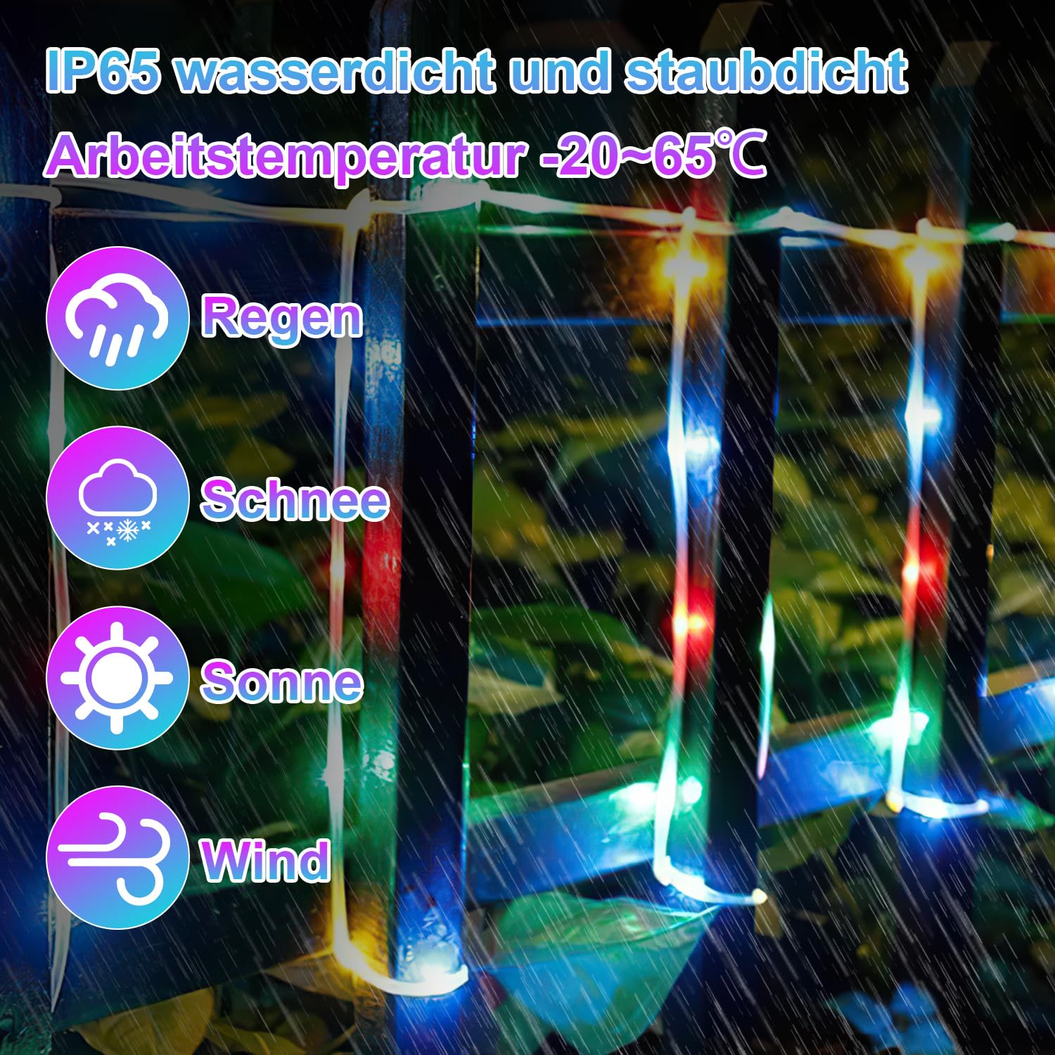 Tubo de luz de 20 m, multicolor, mando a distancia, regulable, IP65