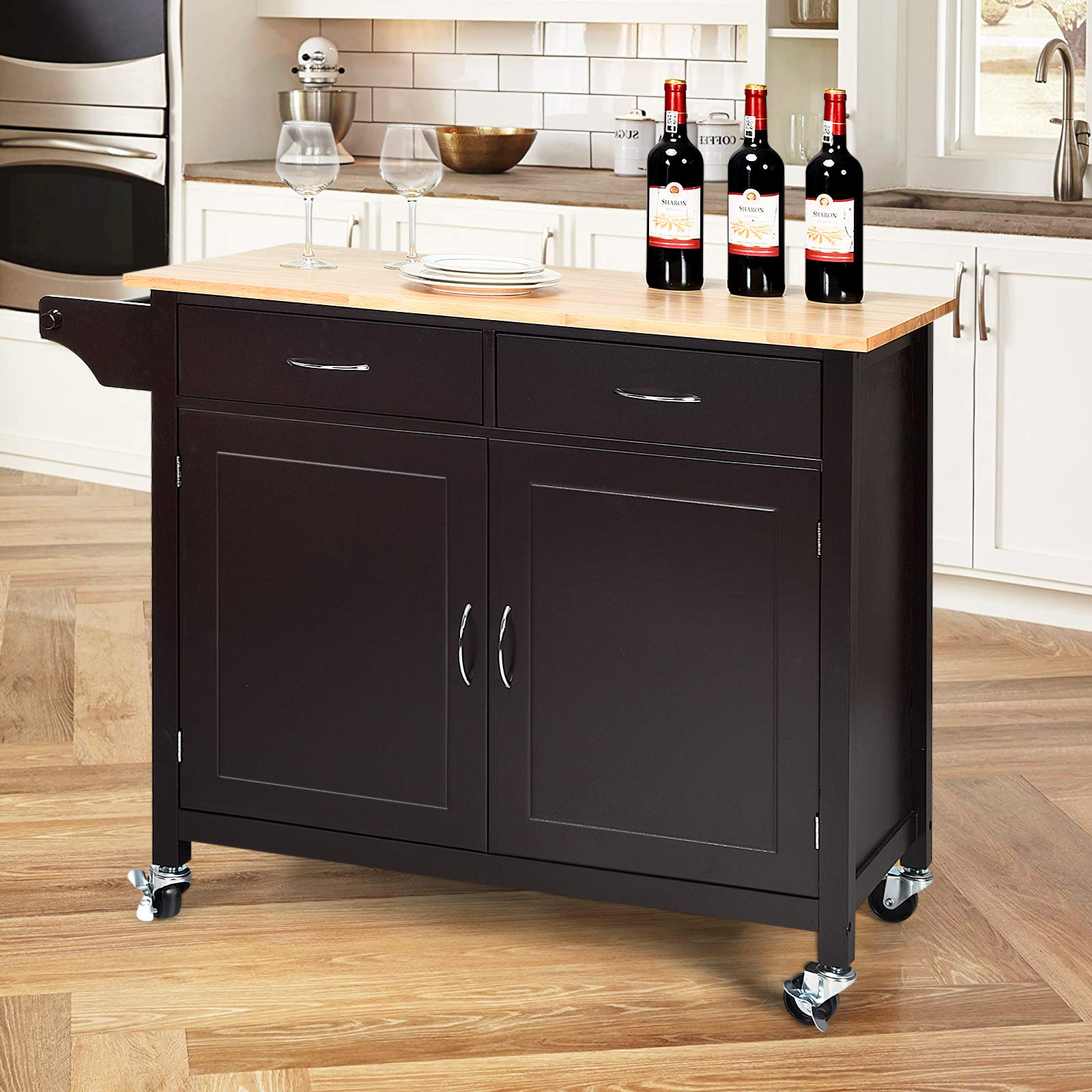 GOFLAME Portable Kitchen Island Cart with Storage and Drawers, Rolling