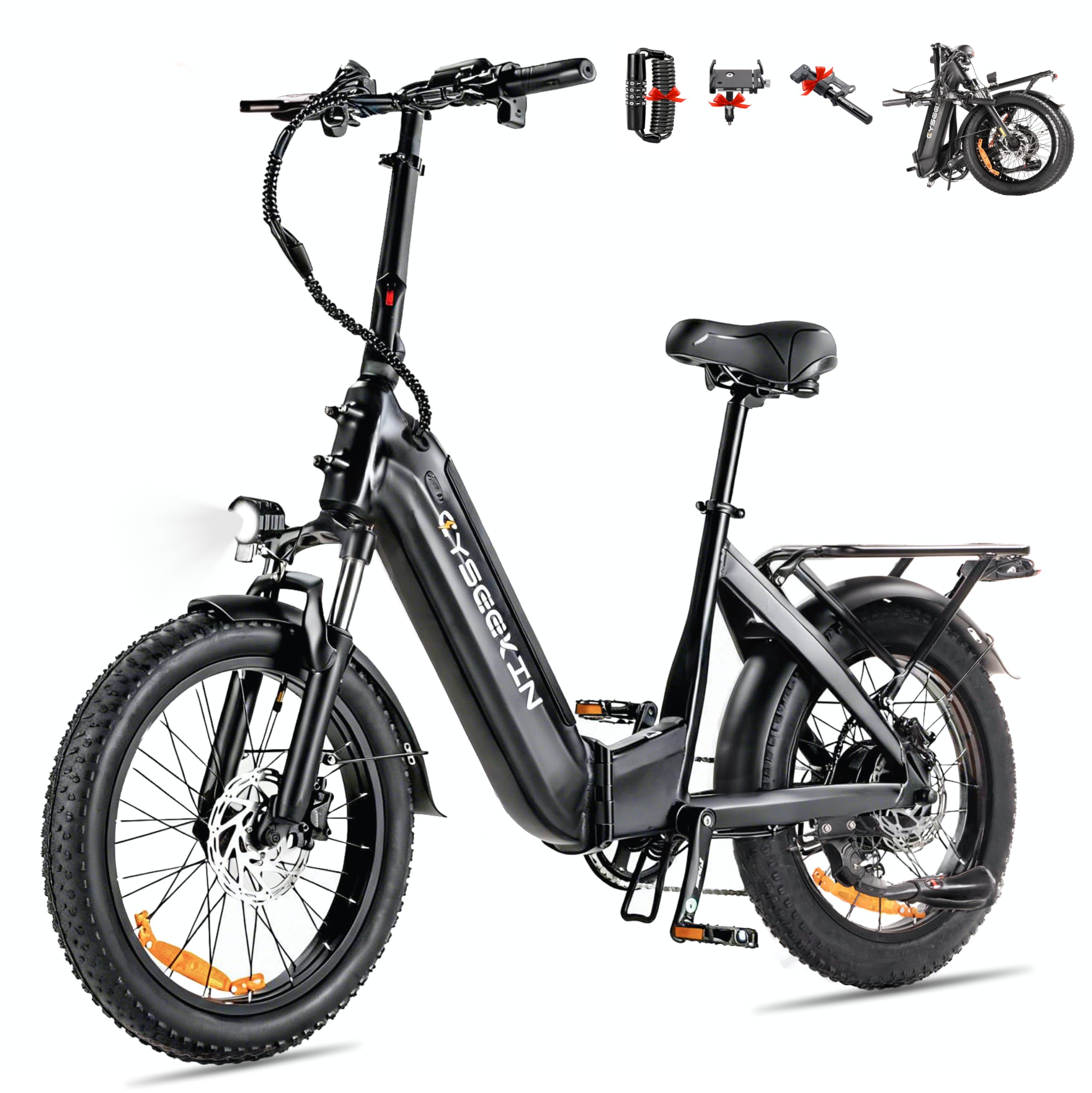 C20 E Bike Klapprad, 20x3.0 Fatbike mit Hydraulische Bremsen, 48V 15.6Ah Akku bis 120km, 250W Motor 25km/h Ebike, LCD Farbdisplay Shimano 7-Gang Elektrofahrrad für Damen Herren