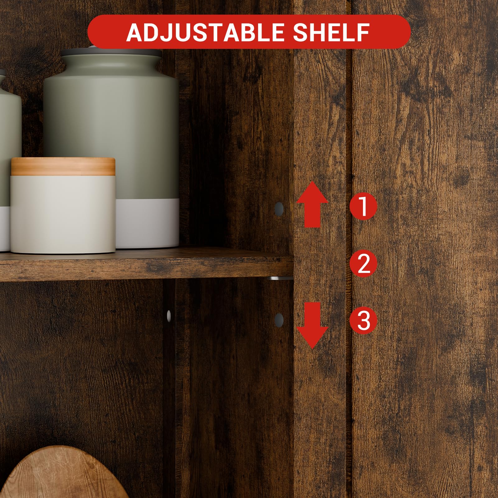 Zstar 50.4" Gabinete De Almacenamiento Grande De MDF con 4 Puertas y 1 Compartimento Abierto, 2 Puertas De Vidrio, Estantes Ajustables para Cocina, Dormitorio, Sala o Pasillos, Marrón.