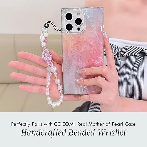 Miniatura 7 de Cocomii Funda rectangular para iPhone 15 Pro Max, madre perla, concha marina opalescente, playa turquesa + correa de muñeca hecha a mano para