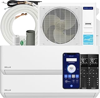 DELLA 35K BTU ODU 2 Zone 18K 18K BTU 22.5 SEER2 208-230V, Cools Up to 2000 Sq.Ft, Energy Star, Works with Alexa and Wifi, Multi Zone Mini Split AC Pre-Charged Heat Pump, 16ft Installation Kits