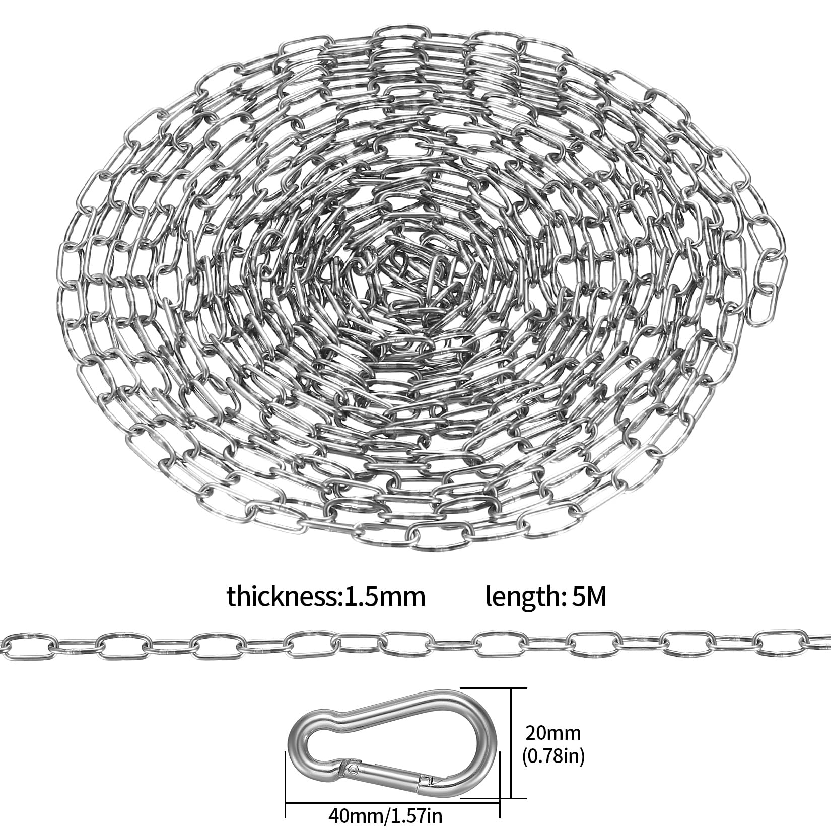 Stainless Steel Chains, 5 Metre Heavy Duty Chain Links, Metal Chain Security Chain - Image 2