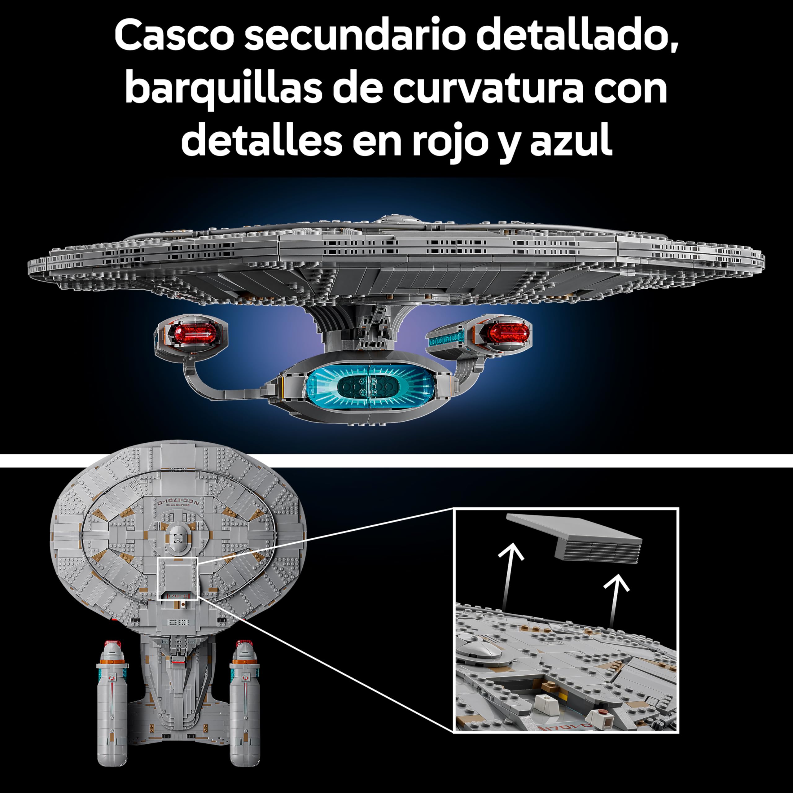 LEGO Icons Star Trek: U.S.S. Enterprise NCC-1701-D Maqueta para Adultos - Naves Auxiliares, Módulo Separable y 9 Minifiguras Inc. Jean-Luc Picard y William Riker - Regalo para Hombres y Mujeres 10356