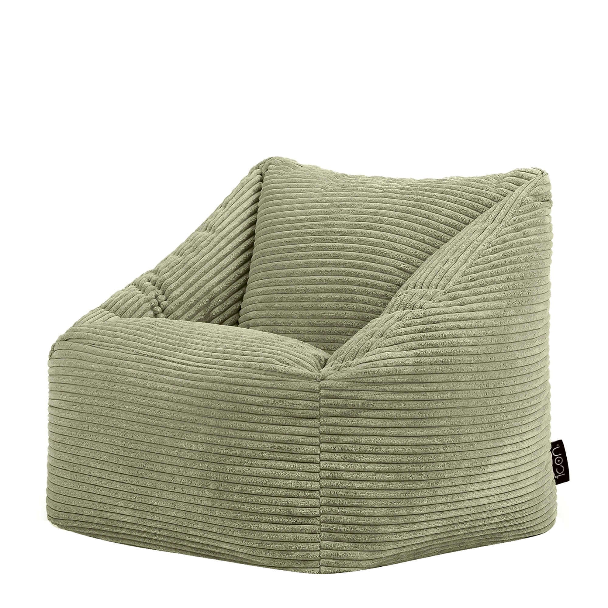 Icon Natalia Sitzsack Kinder, Salbeigrün, Flauschiger Cord Stoff, Sitzsack Cord mit Füllung, Bequemer Kinder Sessel, Kuschelsessel, Lese Sessel, Schlafzimmer, Kinderzimmer, Spielzimmer