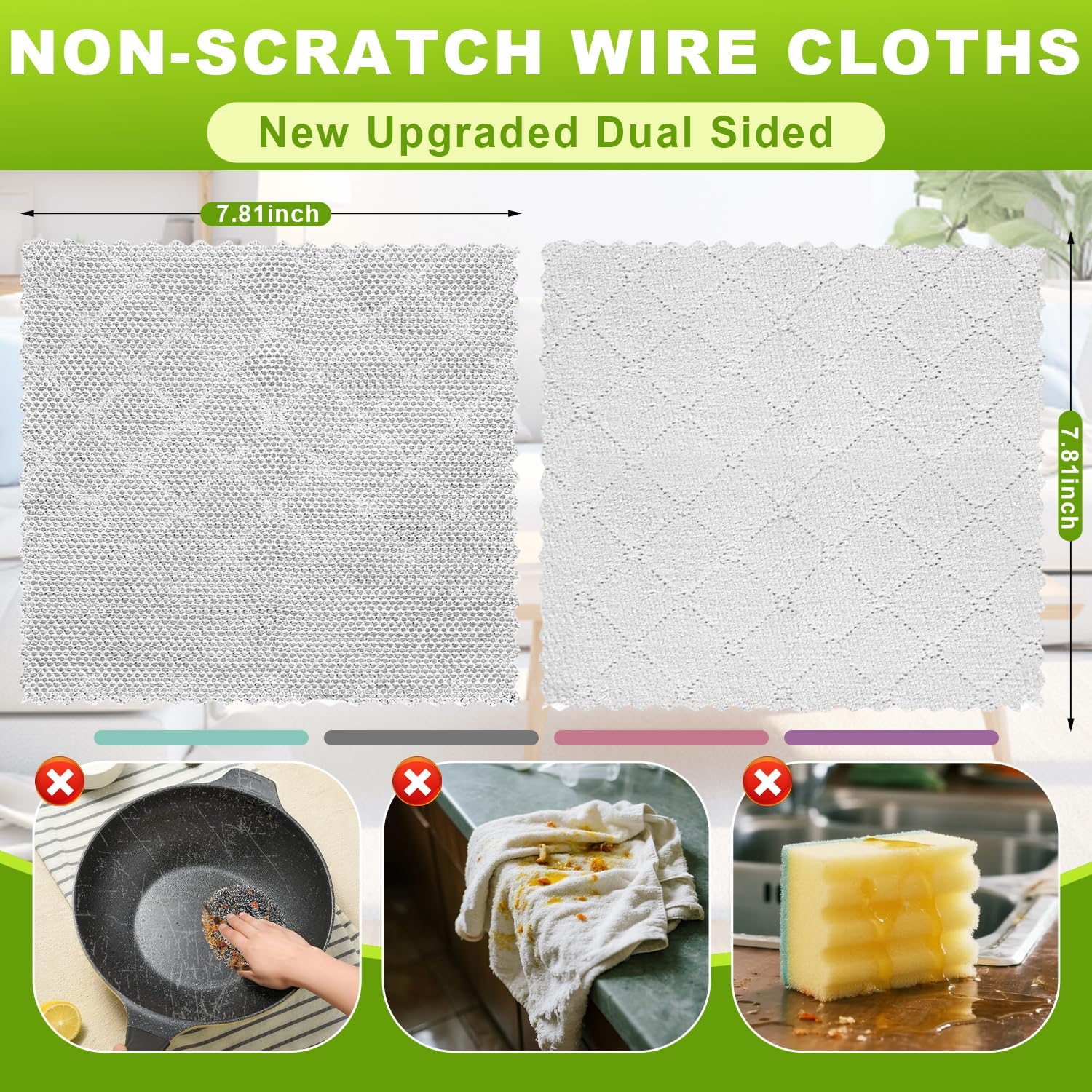 Multipose Wire Dishwashing Rag, Upgraded Double-Layer Non-Scratch Wire