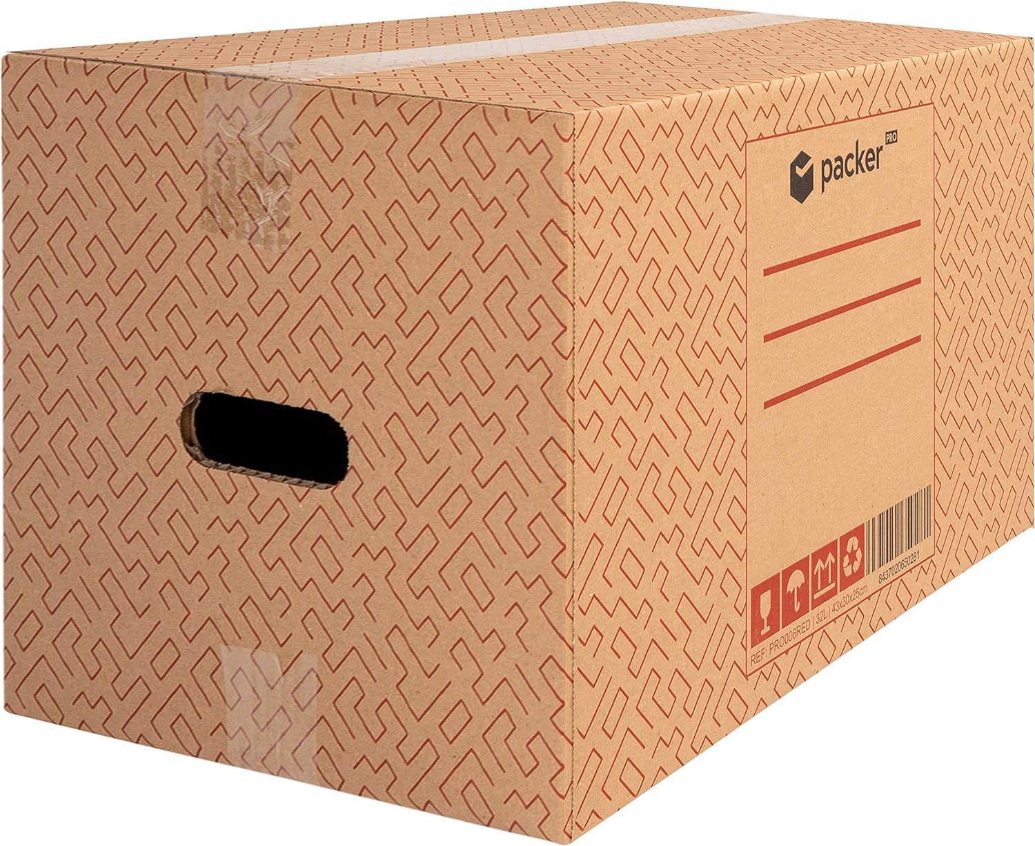 packer PRO Pack 10 Cajas Carton para Mudanzas y Almacenaje con Asas 430x300x250mm