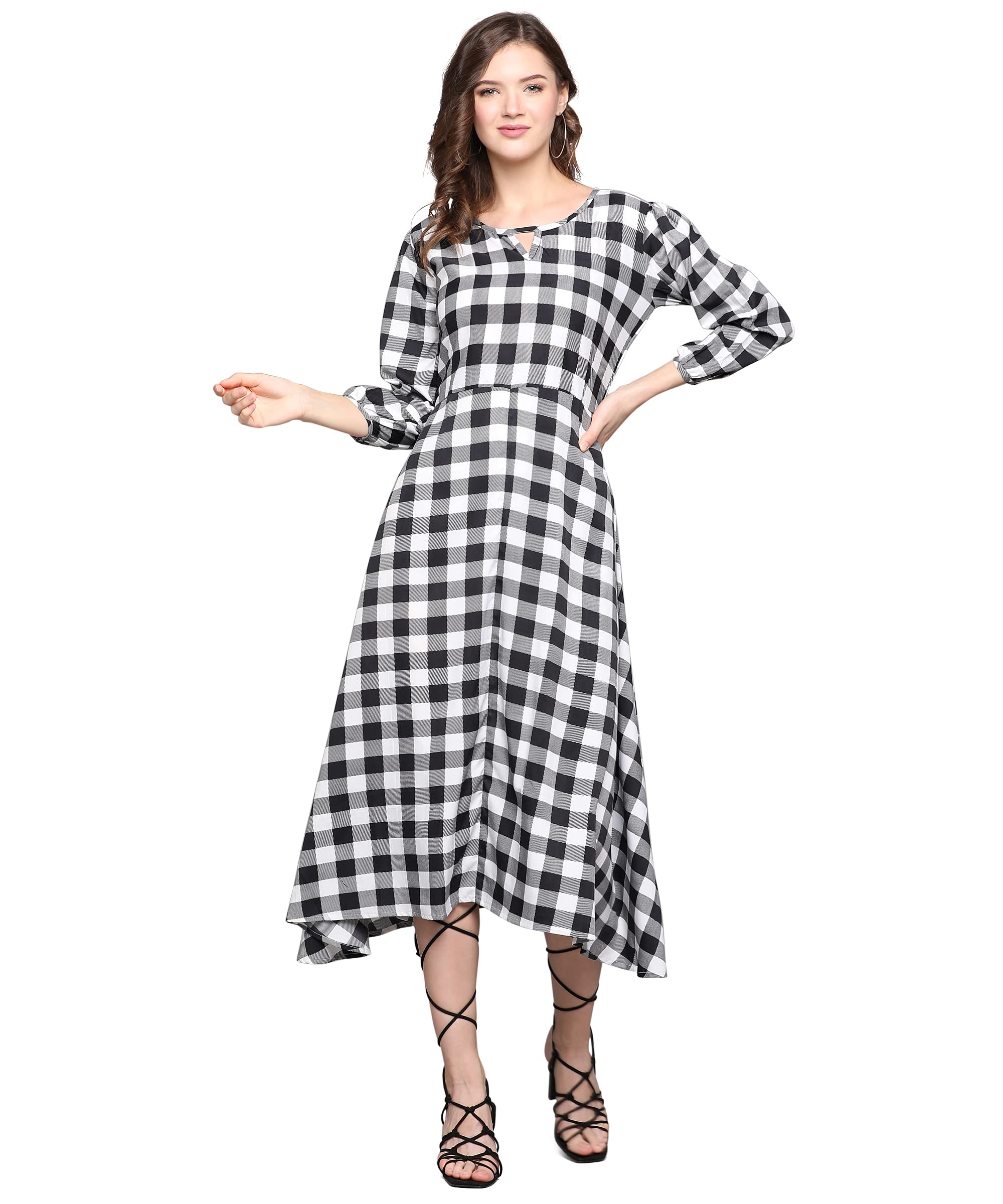 LookMarkWomen's Crepe A-Line Maxi Dress