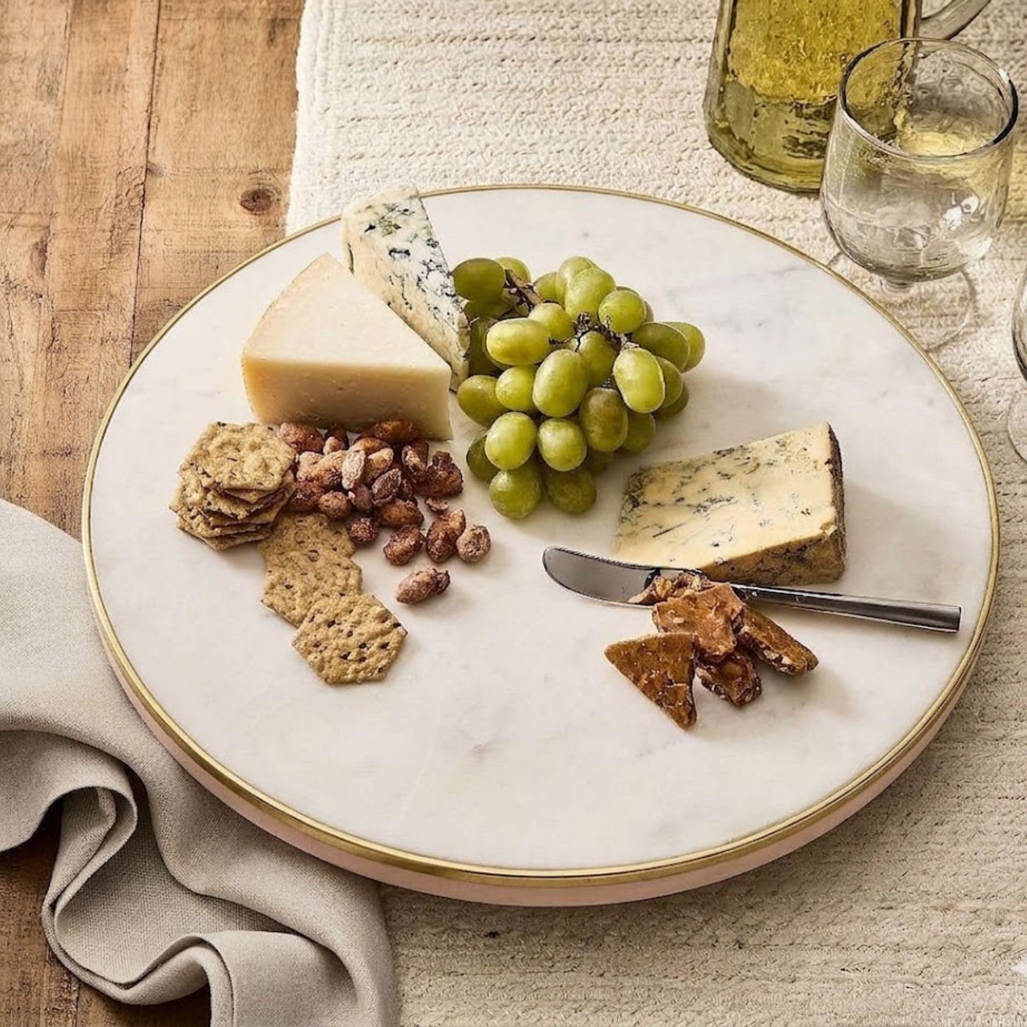 DECORAGE Marble Lazy Susan 15 Inches Rotating Tray for Dining Table | Round Serving Tray for Kitchen Counter, Pantry, Buffet, Coffee Table | Revolving Tray for Kitchen Decor