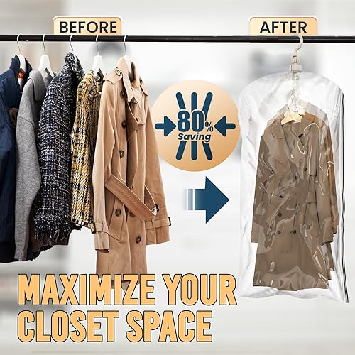 Miniatura 9 de TAILI Bolsas de almacenamiento al vacío colgantes con bomba de aire eléctrica, 4 bolsas selladoras al vacío para ropa, bolsas ahorradoras de espacio