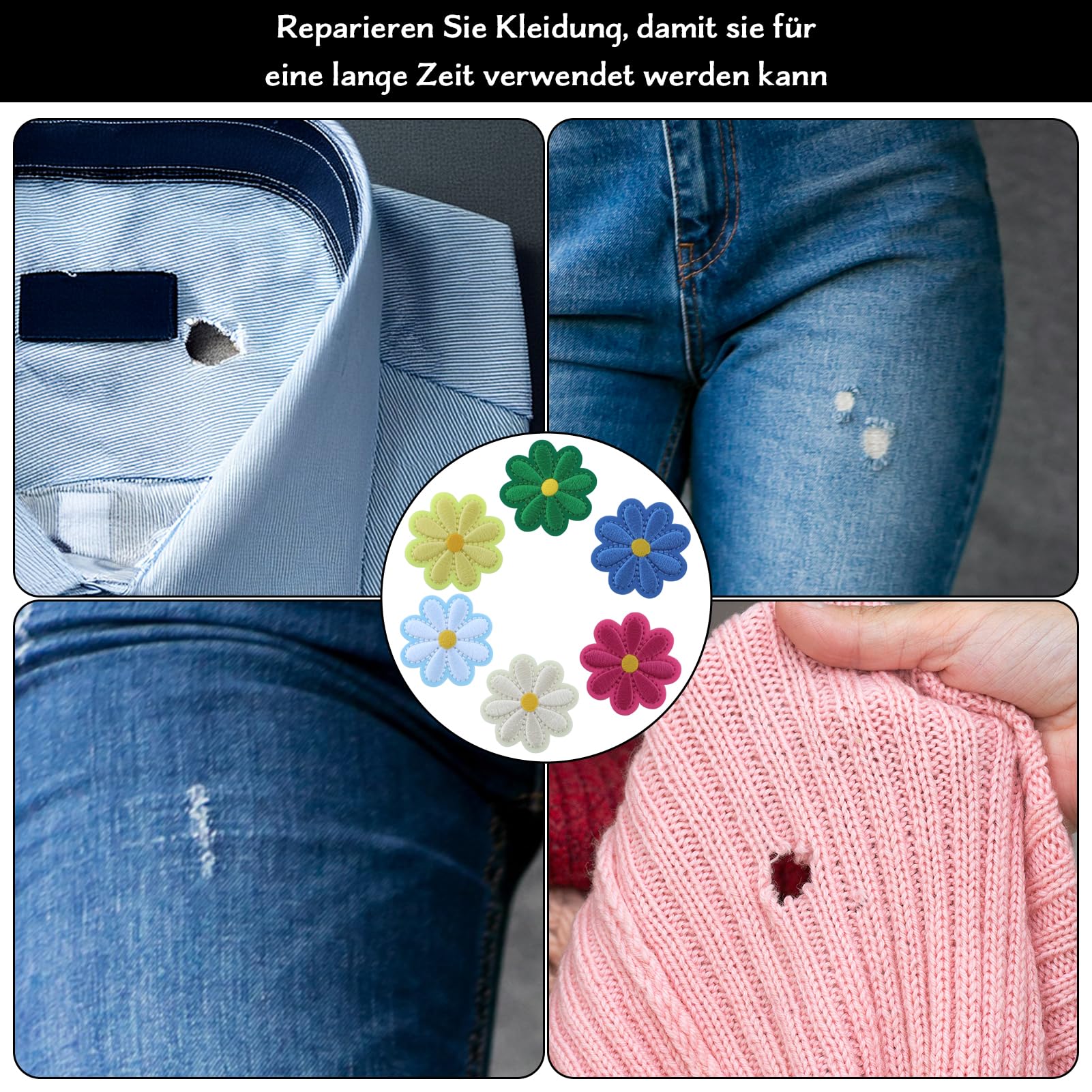 28 Toppe Termoadesive A Forma Di Margherita – Ricamate, Colori Misti, Per Abbigliamento, Zaini E Fai Da Te