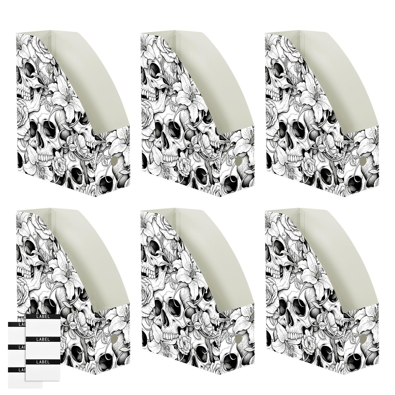 Porte-revues pliable noir squelette fleur