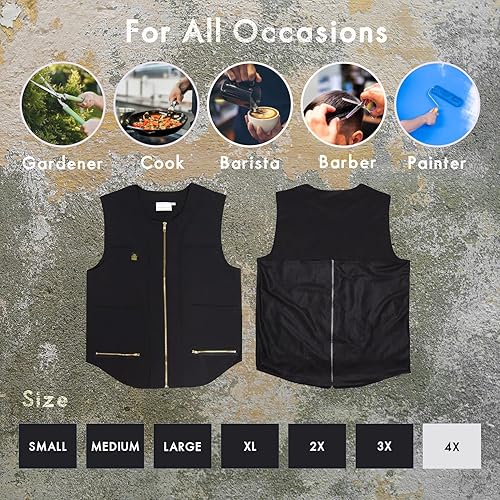 Miniatura 7 de King Midas - Chaleco de peluquero profesional para el cabello, ligero para hombre, chaleco con cremallera unidireccional