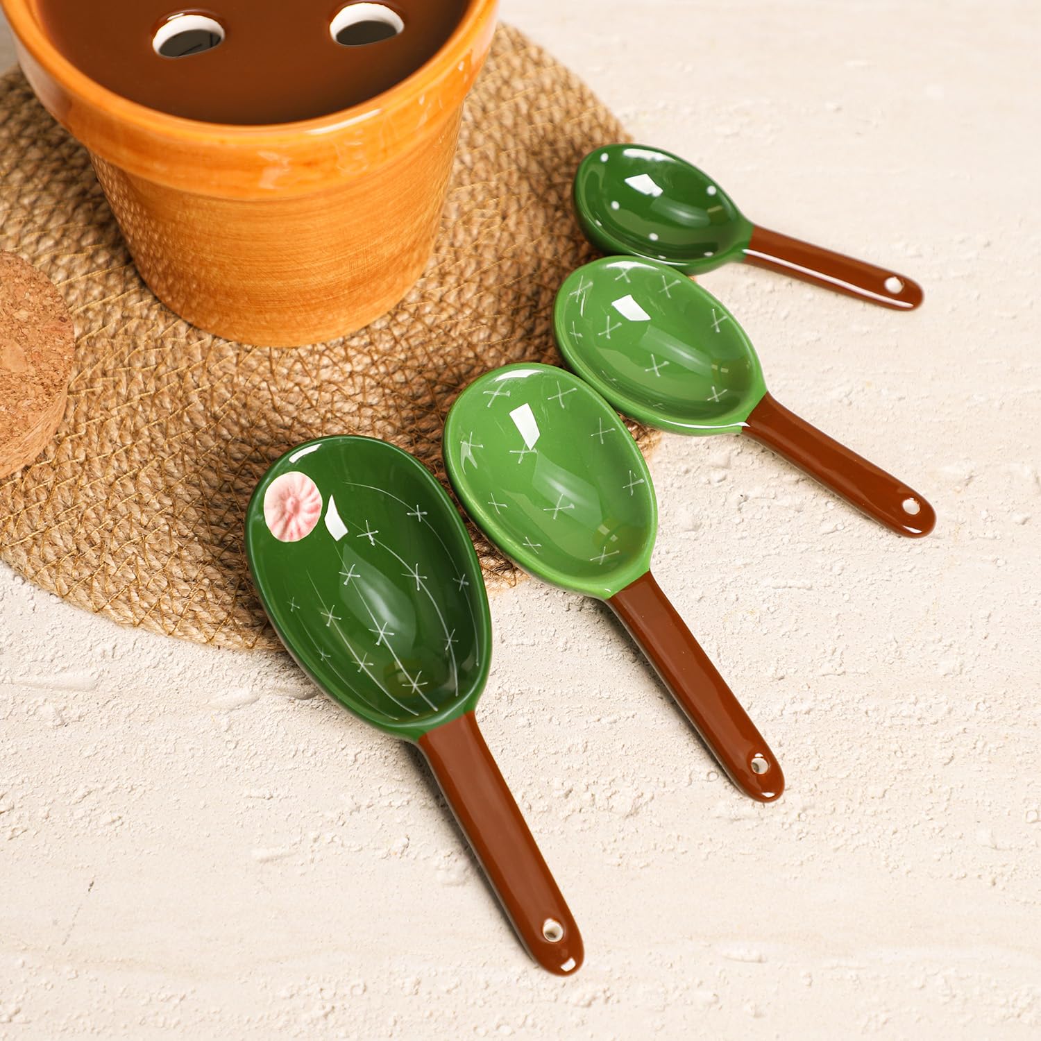 Amazon.com: Sizikato 4pcs Porcelain Measuring Spoons with Base, Cute Cactus  Shape: Home & Kitchen