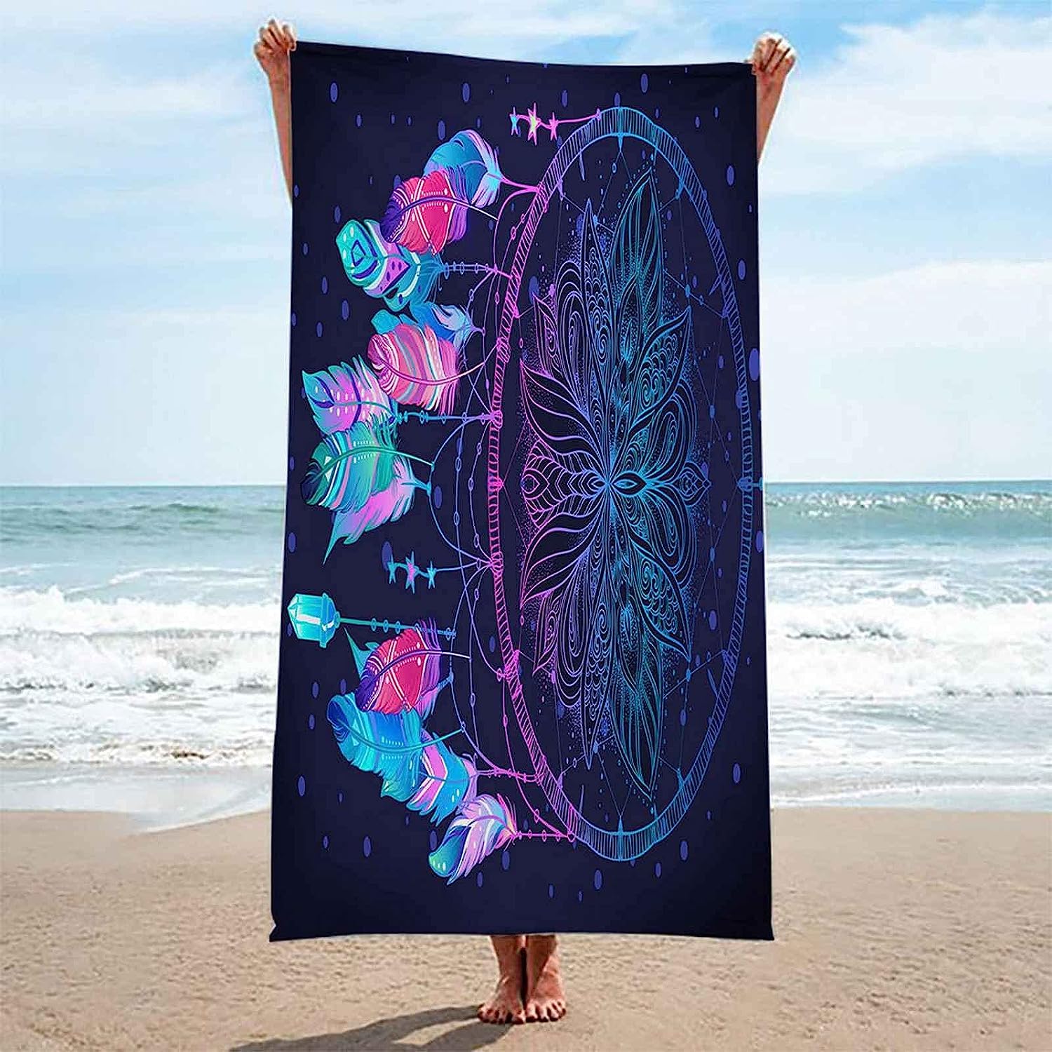 Serviette De Plage Enfant Attrape Rêve Violet Séchage Rapide Imprimé 3D ‎Absorbante Durabilité Gothique Squelette Drap De Plage Serviette De Bain pour Sauna Surf Voyage 200 X 200 Cm -9P0T+F9L
