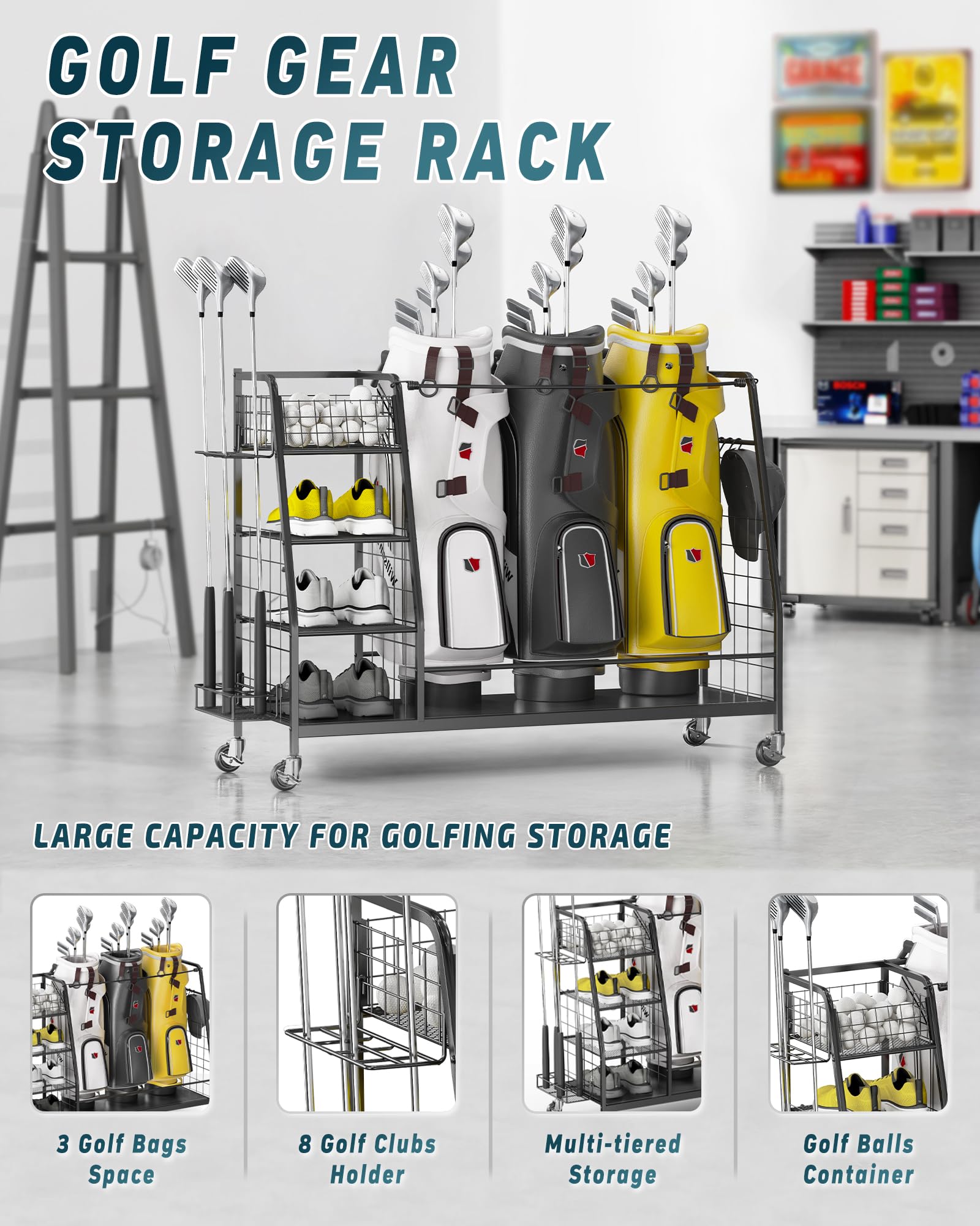 【先着】ゴルフ収納ラック　ゴルフバッグオーガナイザー　ゴルフ用品 Amazon | ゴルフオーガナイザー - この便利な収納ラックに2つの