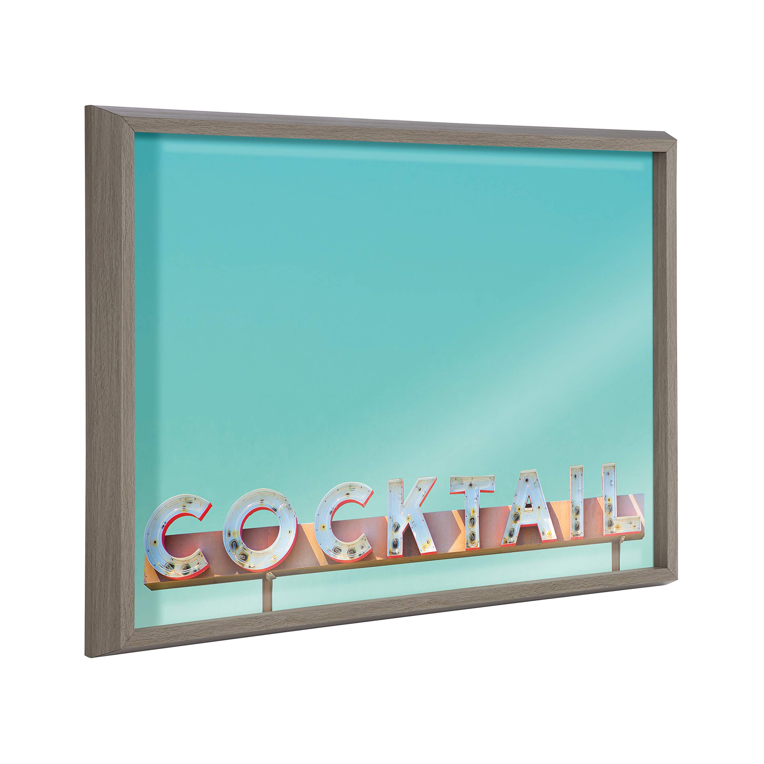 Kate and Laurel Blake Cocktail Hour Framed Printed Glass Art or Dry Erase Board by Robert Cadloff of Bomobob, 18x24 Gray, Multifunction Home Decor