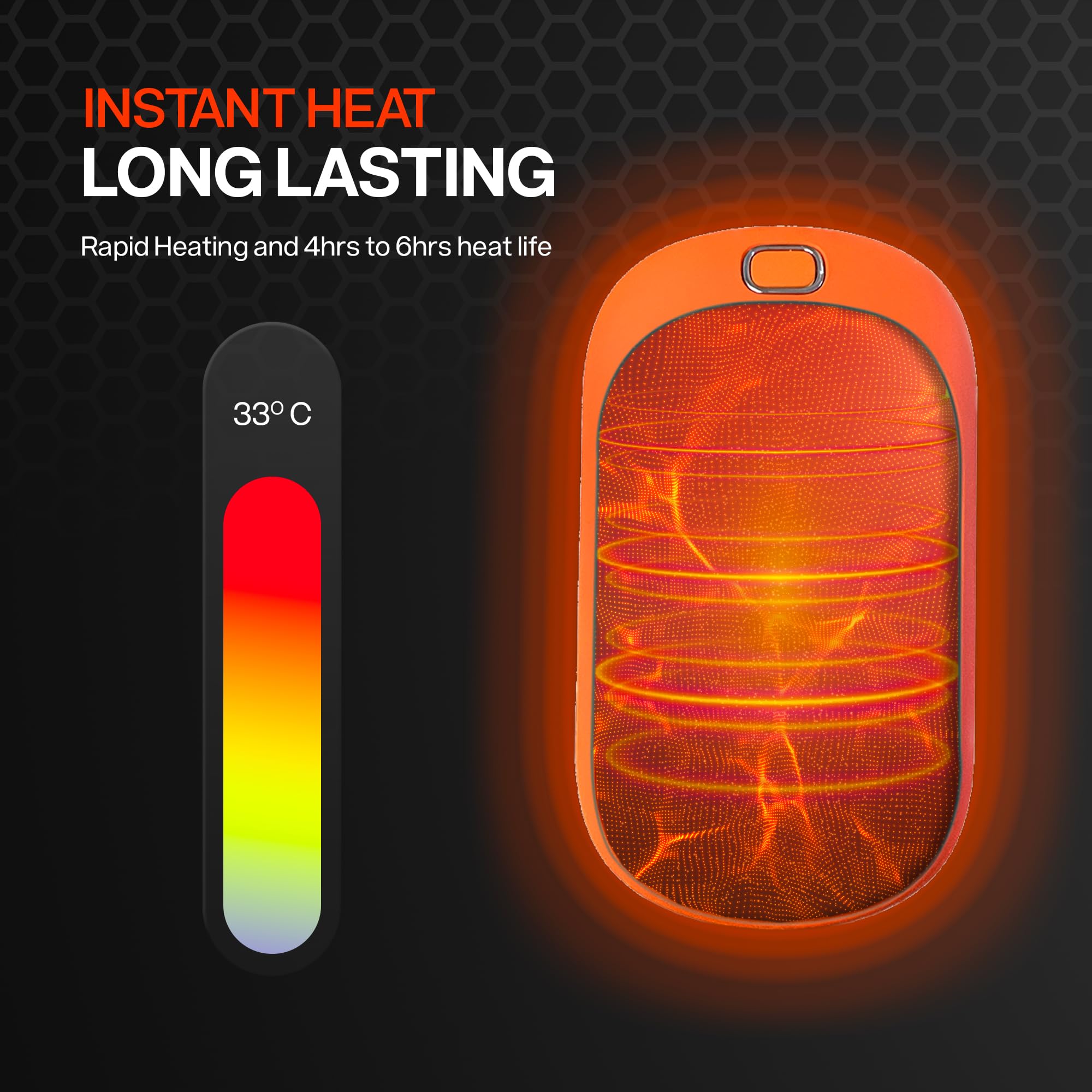 Mystical Fire's Orange 5200mAh Hand Warmers Rechargeable – Portable Heater, Electric Warmer, Camping Hand Warmers, Rechargeable Hand Warmer- Great for Outdoor Camping, Skiing and Winter Activities