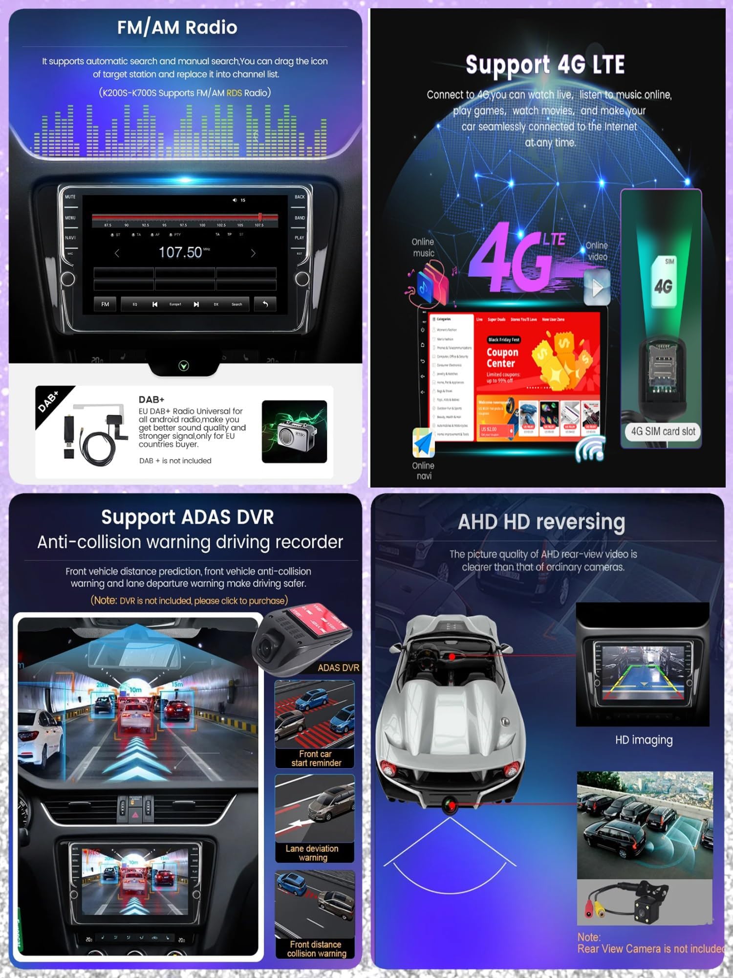 Android 12 9 Zoll Autoradio HD Touchscreen Für Toyota Prius 2009-2015 Mit Carplay Android Auto Unterstützt BT 5.0 RDS GPS Navi DSP HiFi Mirror Link DAB WiFi 4G SWC Rückfahrkamera(200S 2+32G)