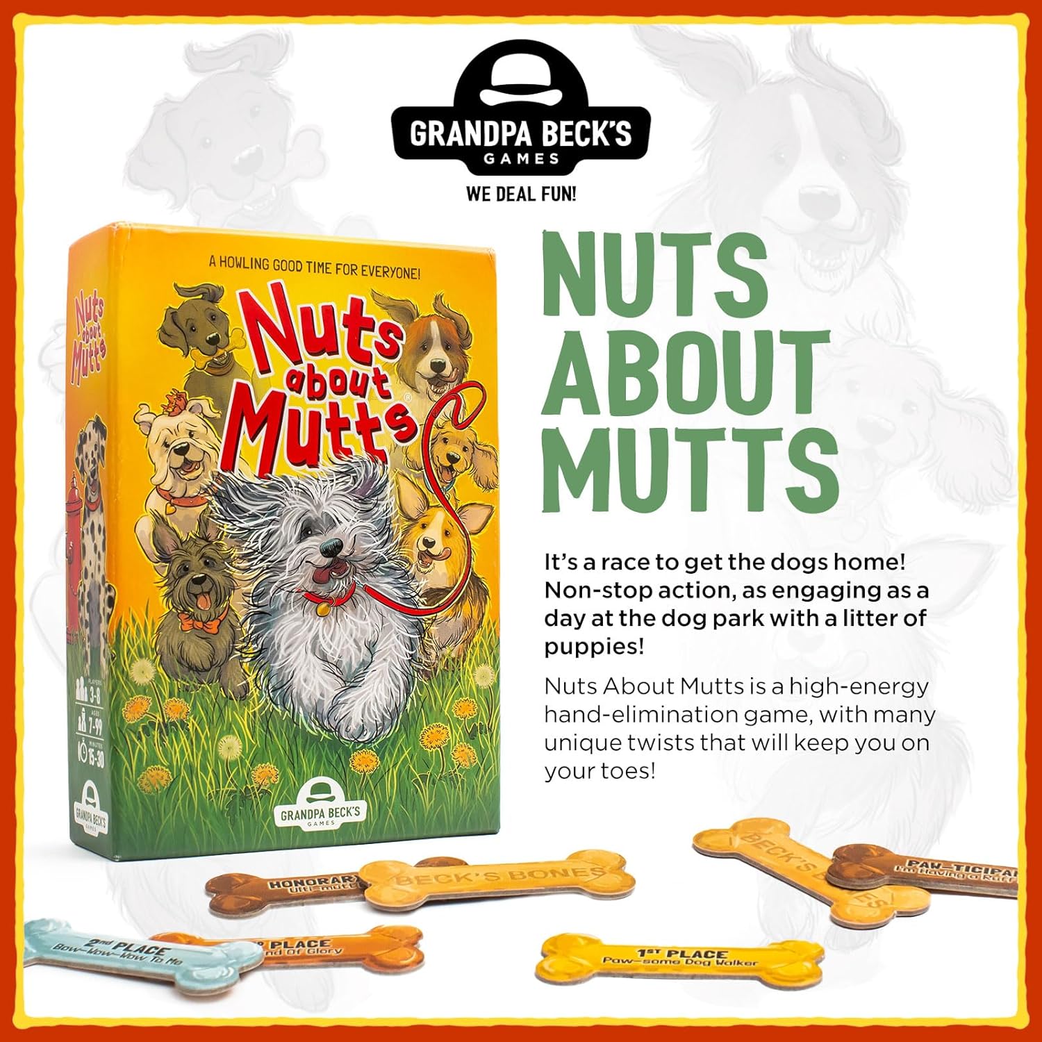 Grandpa Beck's Games Nuts About Mutts - Family-Friendly Hand-Elimination Card Game - for Kids, Teens, and Adults - from The Creators of Cover Your Assets - 3-8 Players, Ages 7+