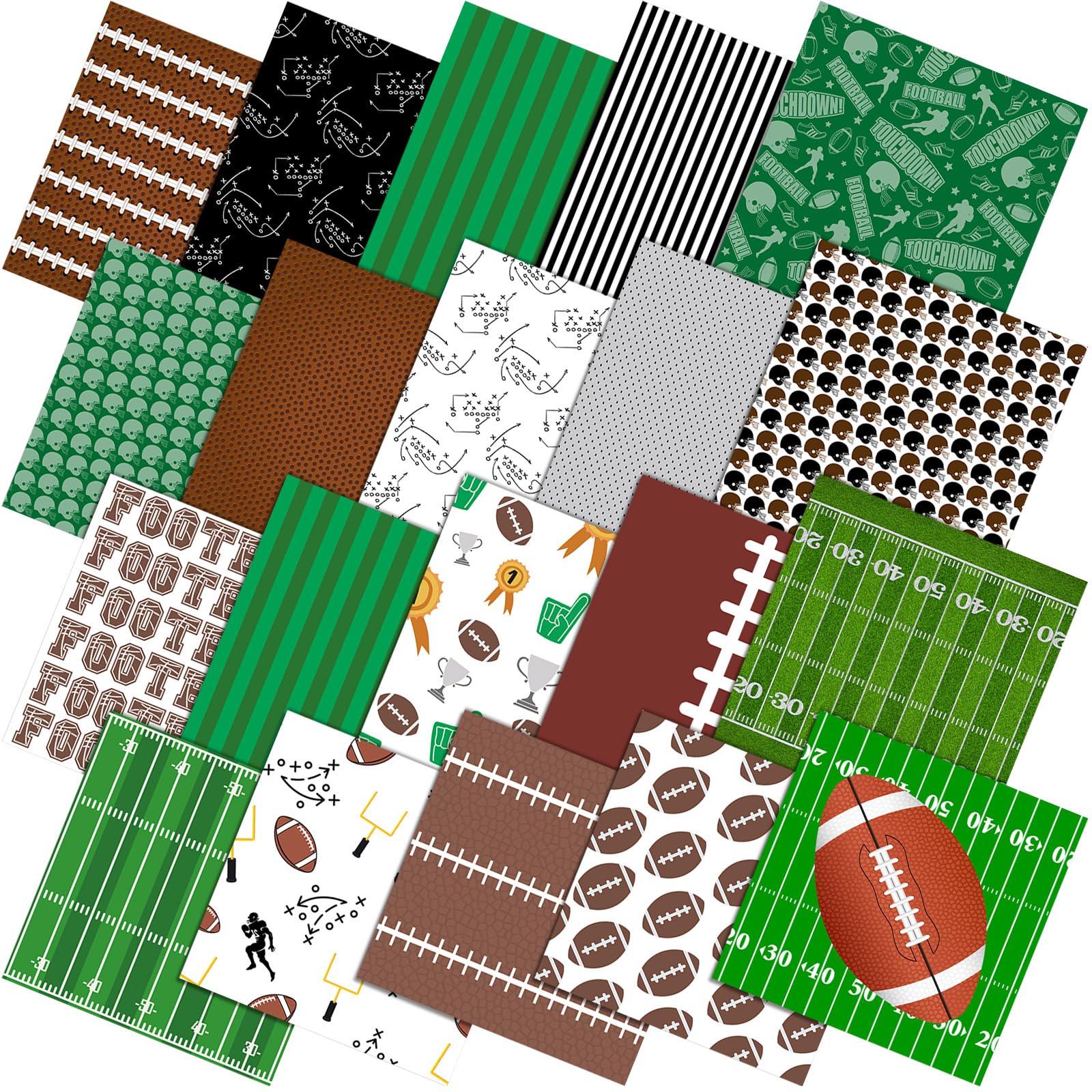 Ganeen 60 Pcs 10 x 10 Inch American Football Quilting Fabric Squares