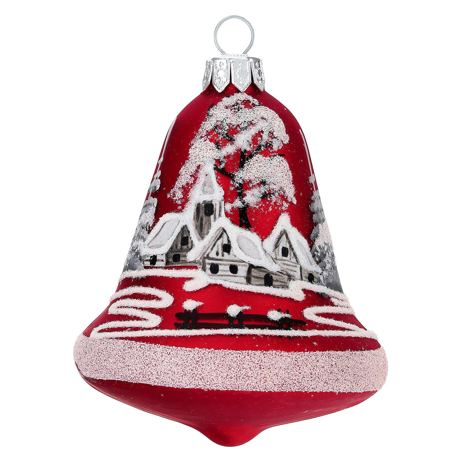 Holyart Bolas de Navidad: Bola de Navidad Forma Campana Rojas 90 mm 3 Piezas