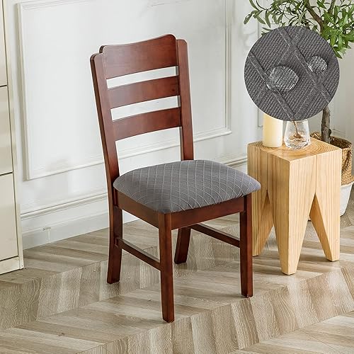Miniatura 7 de Genina Fundas de asiento impermeables para sillas de comedor, fundas para sillas de comedor, fundas para sillas de cocina (gris oscuro, 2 piezas)