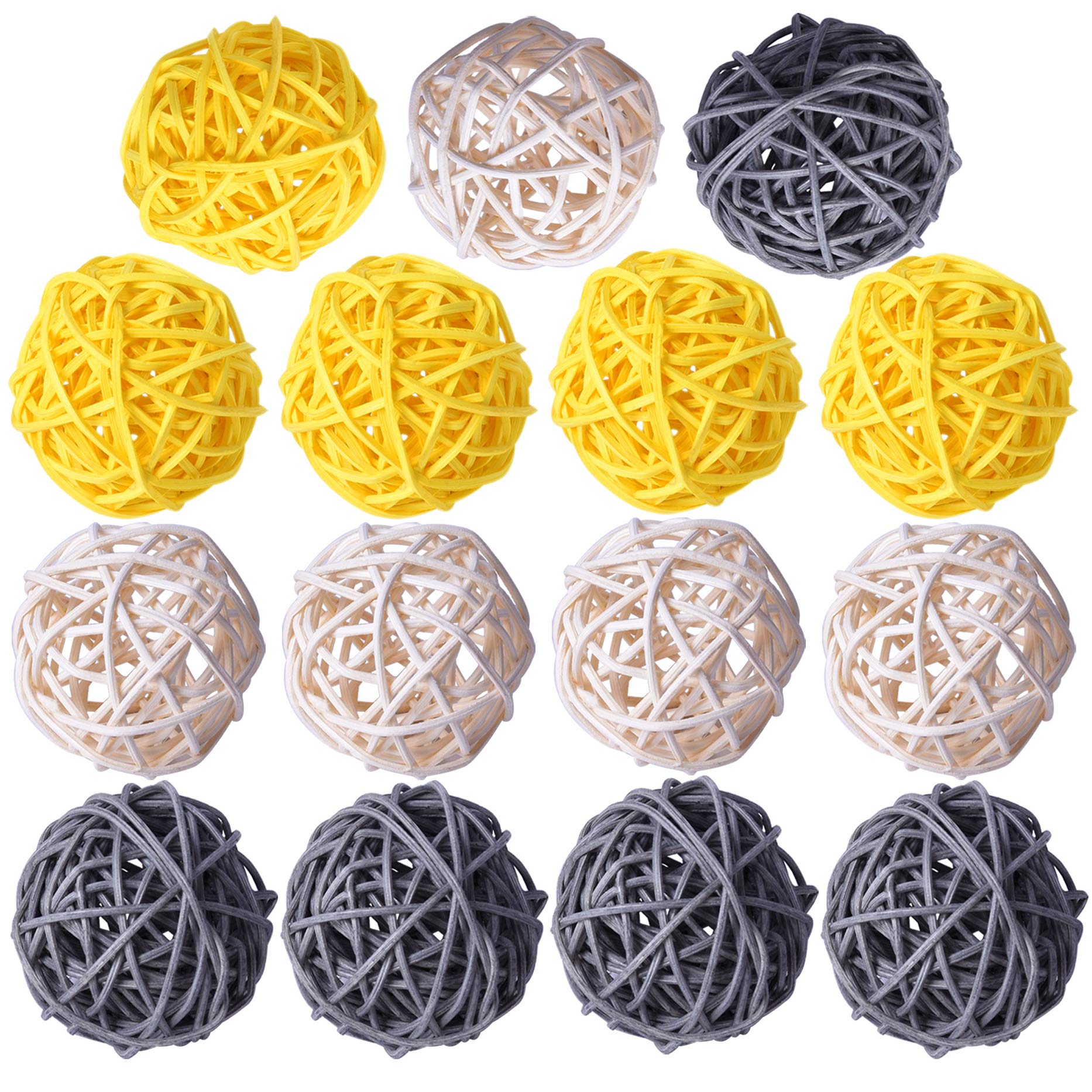 Amazon Com Wicker Rattan Balls Decorative Orbs Vase Fillers Balls For Craft Project 15pcs 2 Wedding Table Decoration Themed Party Baby Shower Aromatherapy Accessories Orbs Vase Fillers 15 White Yellow Gray Home Kitchen