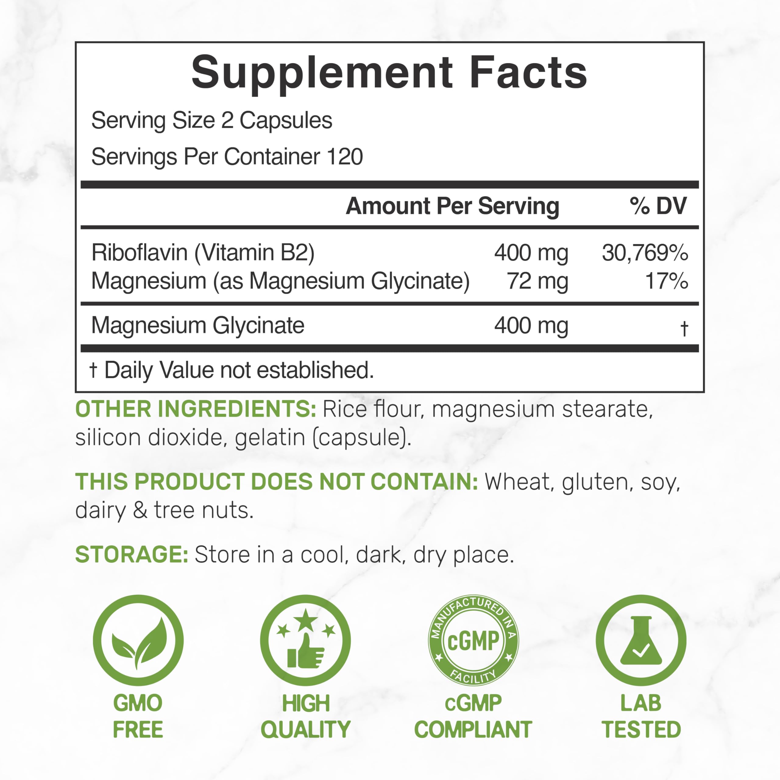 DEAL SUPPLEMENT Vitamin B2 400mg (Riboflavin) | with Magnesium Glycinate 400mg, 240 Capsules – 2 in 1 Support Healthy Nervous System, Mood, Blood & Energy Production, Non-GMO — Amazon image 2