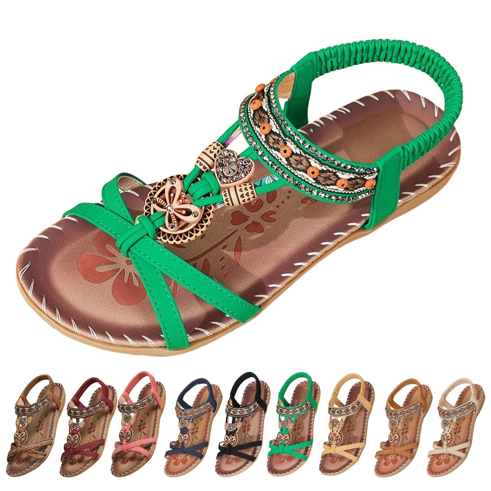 Genérico Sandalias Trekking Mujer De Talla Grande, Planas, Con Flores, Punta Abierta, Informales, Para Playa Y Exteriores Zapatos Comodos Verano Sandalia Negra Plana Shoes For Women Blanca Tacon