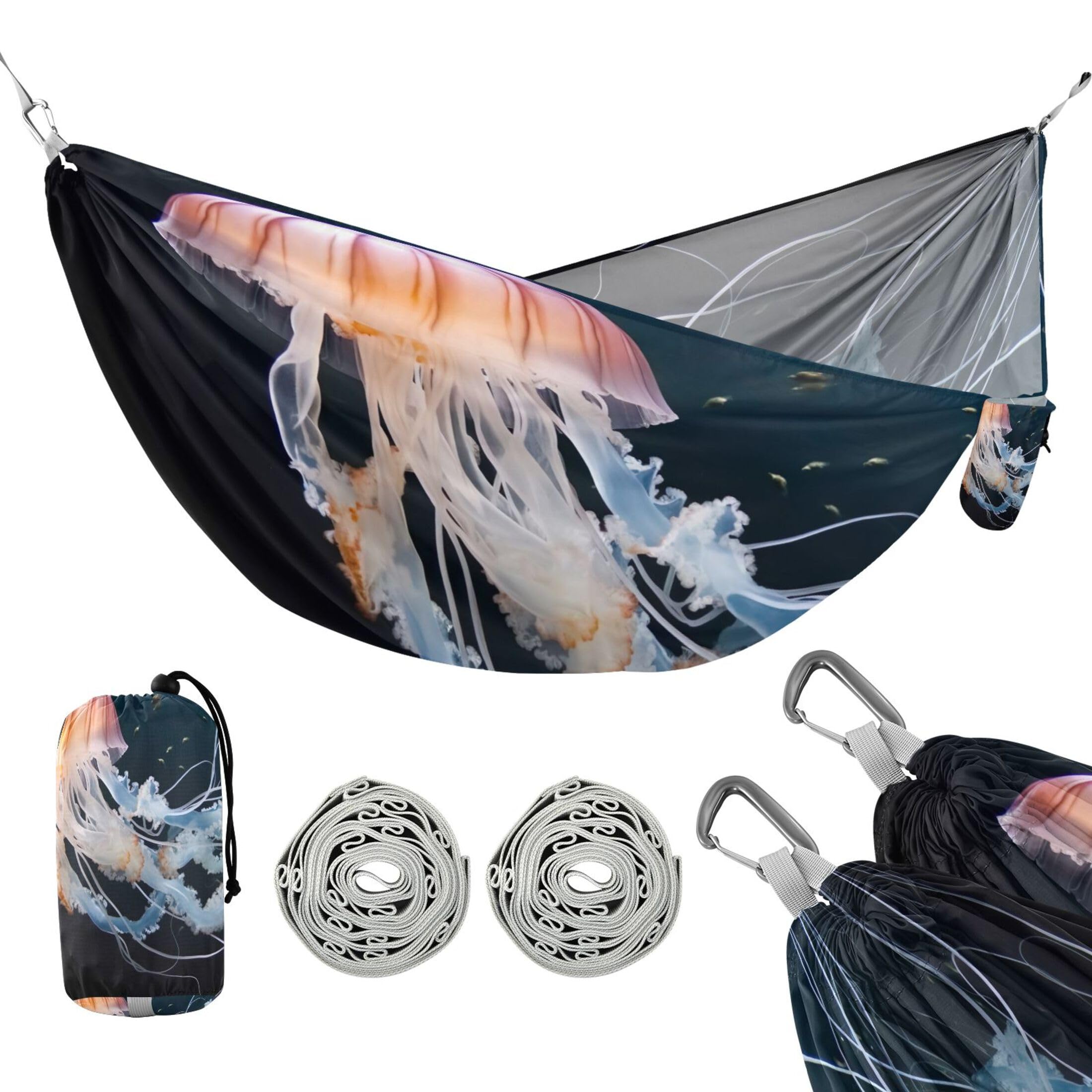 Takiito Jellyfish Hammock 330 lb Capacity Travel Camping Hammock with Tree Straps, Portable Lightweight for Outdoor Beach Backpacking Backyard Patio