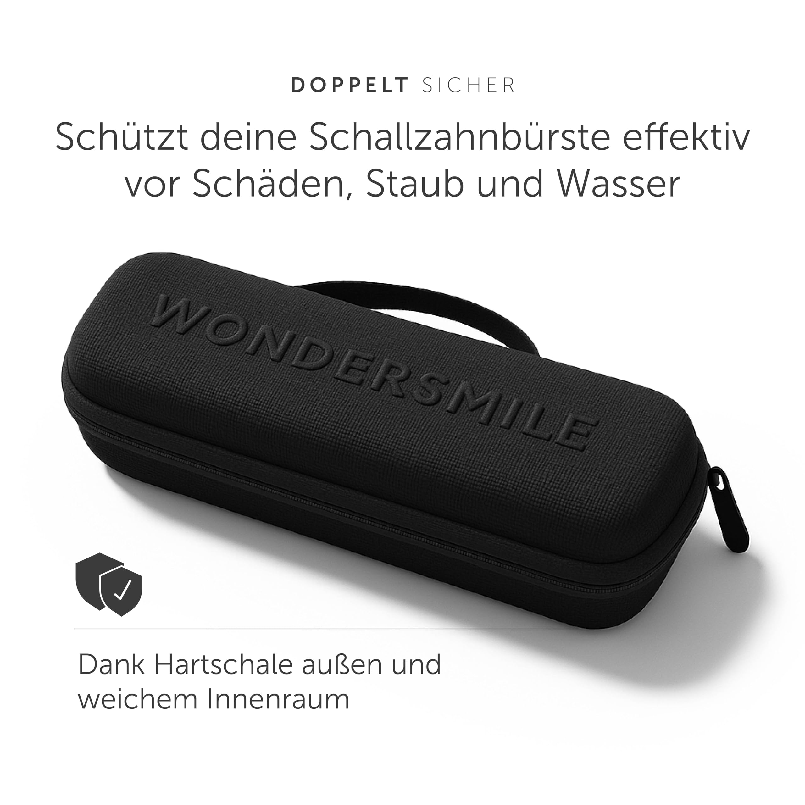 WonderSmile® Premium Reiseetui für Schallzahnbürste – Der ultimative Schutz für unterwegs - stabile wasserfeste Hartschale (Black) (Packung mit 2)